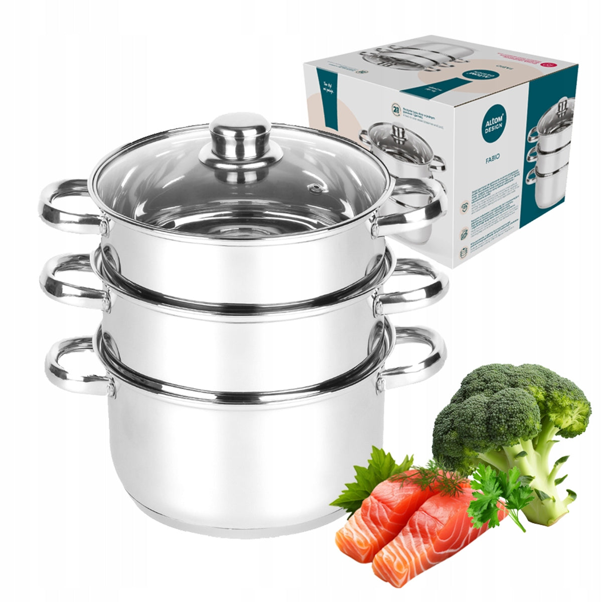 Steaming pot steamer induction gas steel Altom Design Fabio