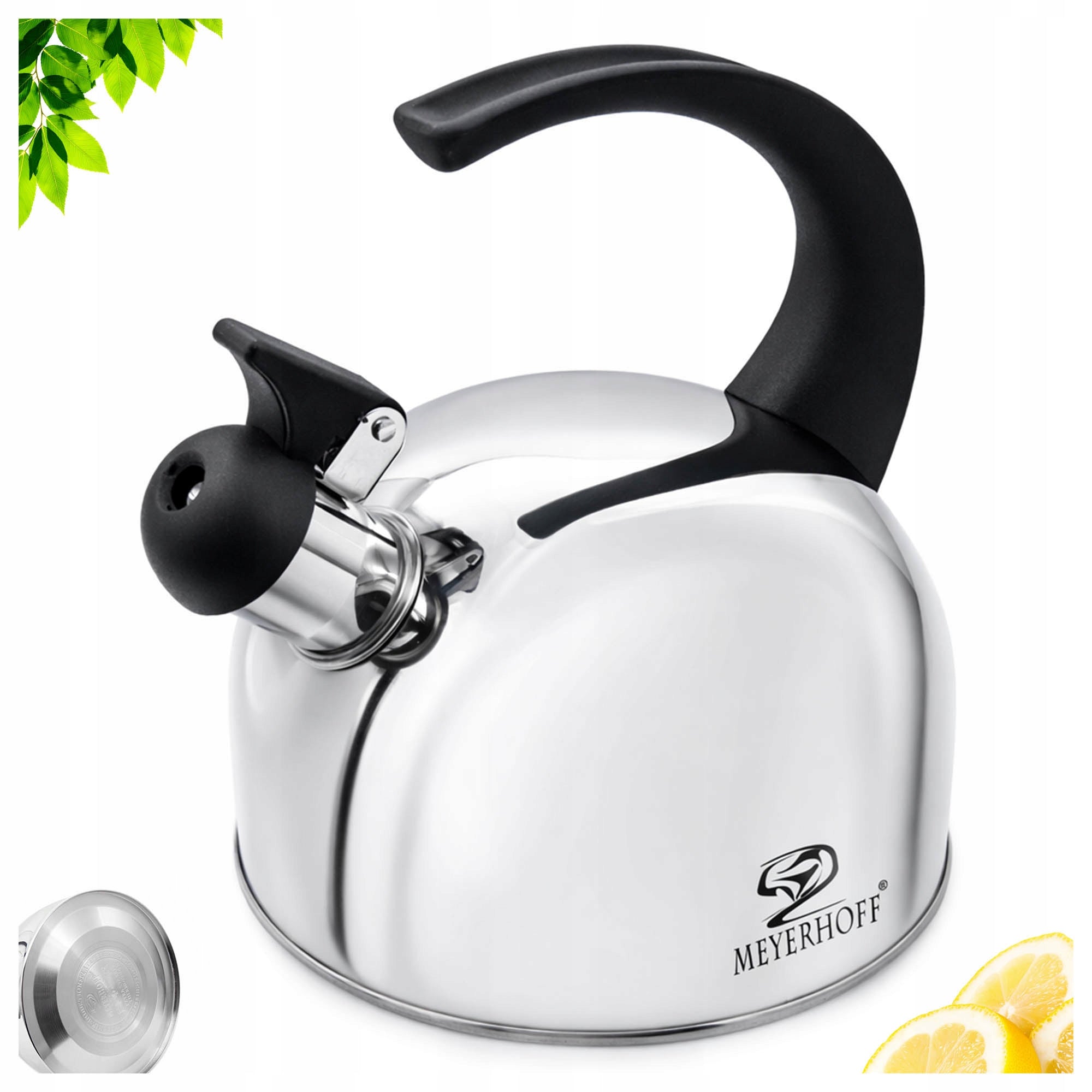 Steel Kettle 1.5L Stainless Silver for Gas Induction with Whistle