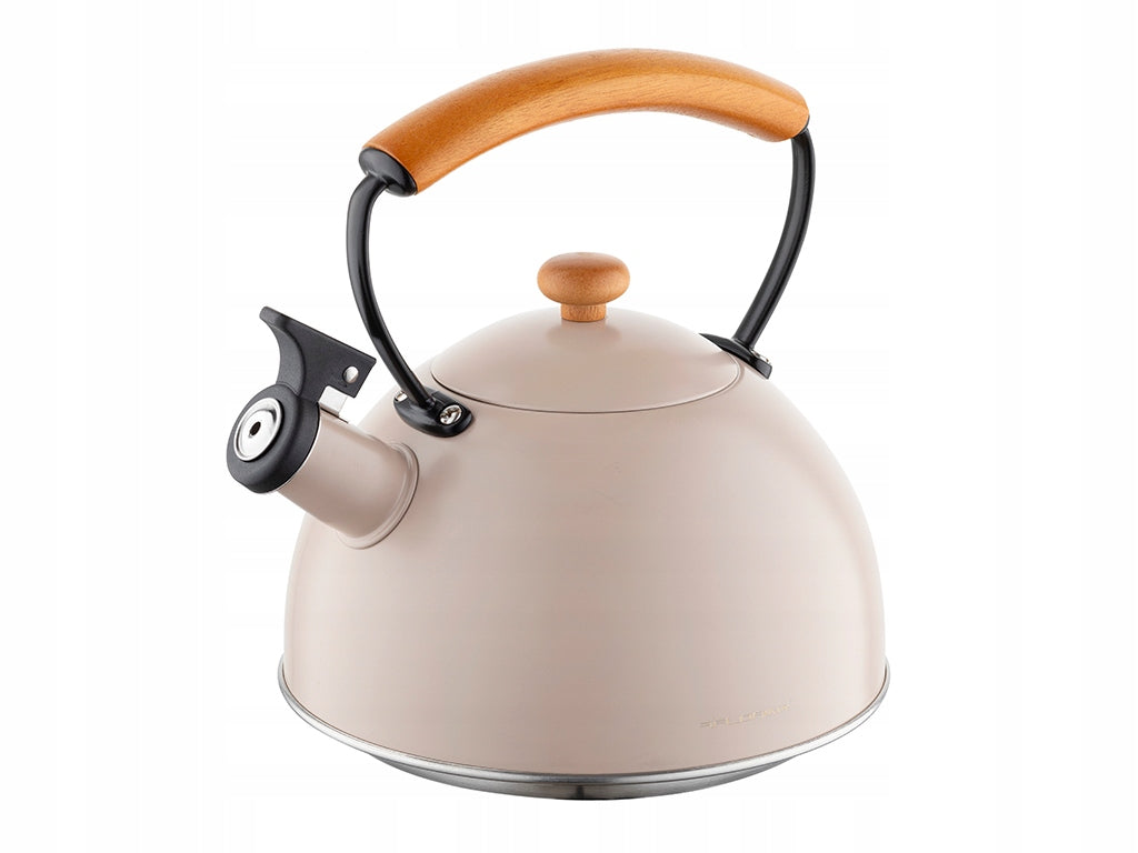 Steel kettle Florina Natura Line 1,8L beige with whistle induction