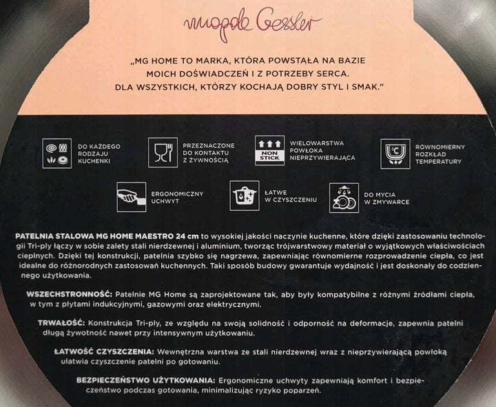 Steel pan MG Home Gessler Maestro 24 cm nonstick Packaging status original