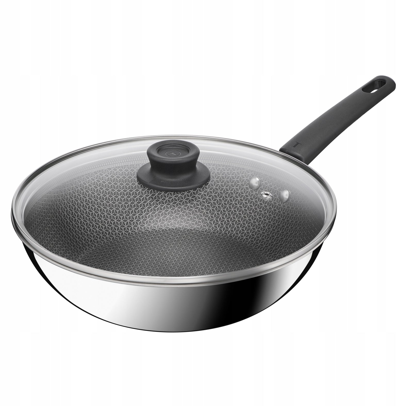 Steel wok with lid TEFAL Power E3411655 28 cm non-stick induction