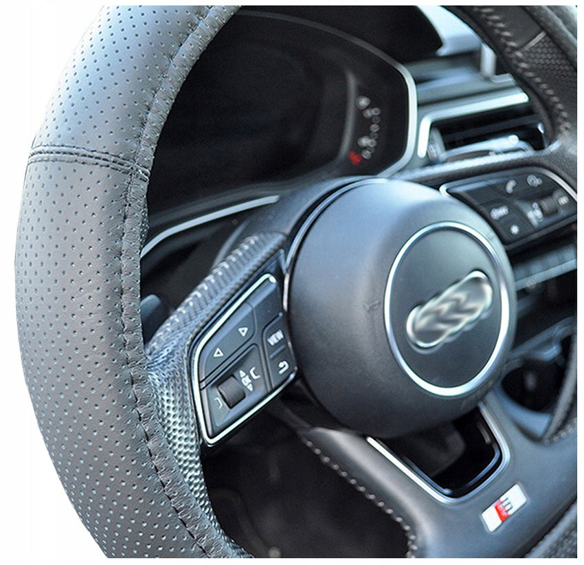 Steering Wheel Cover Leather (M)37-39cm Perforated Overlay Protector