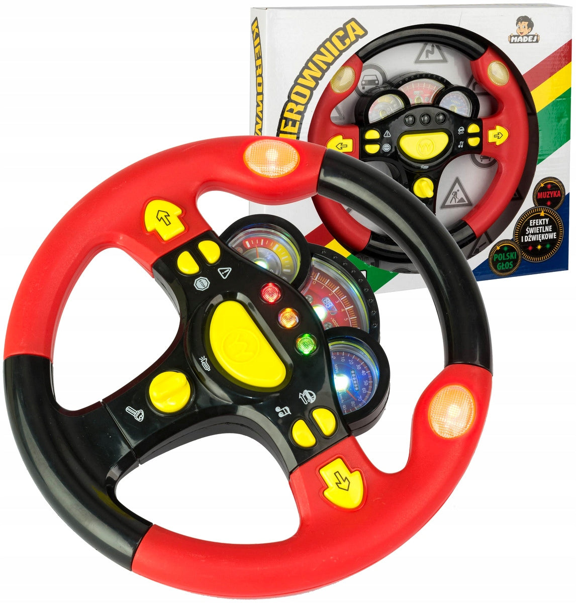 Steering wheel Speaking in Polish interactive Lights up car driving simulator