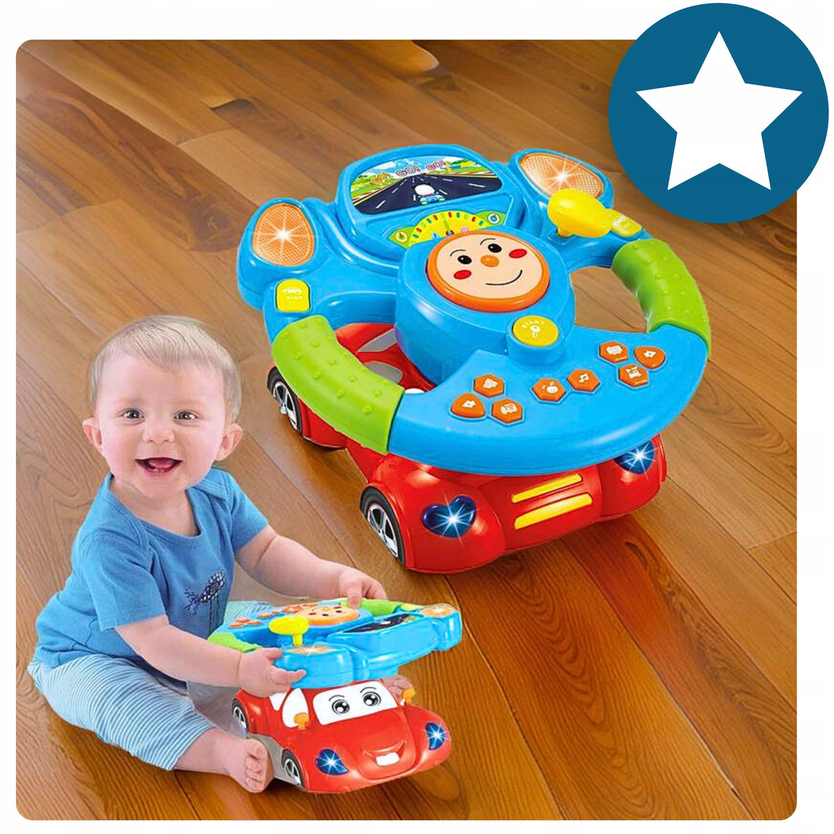 Steering wheel car for child auto interactive music LED effects Packaging status original