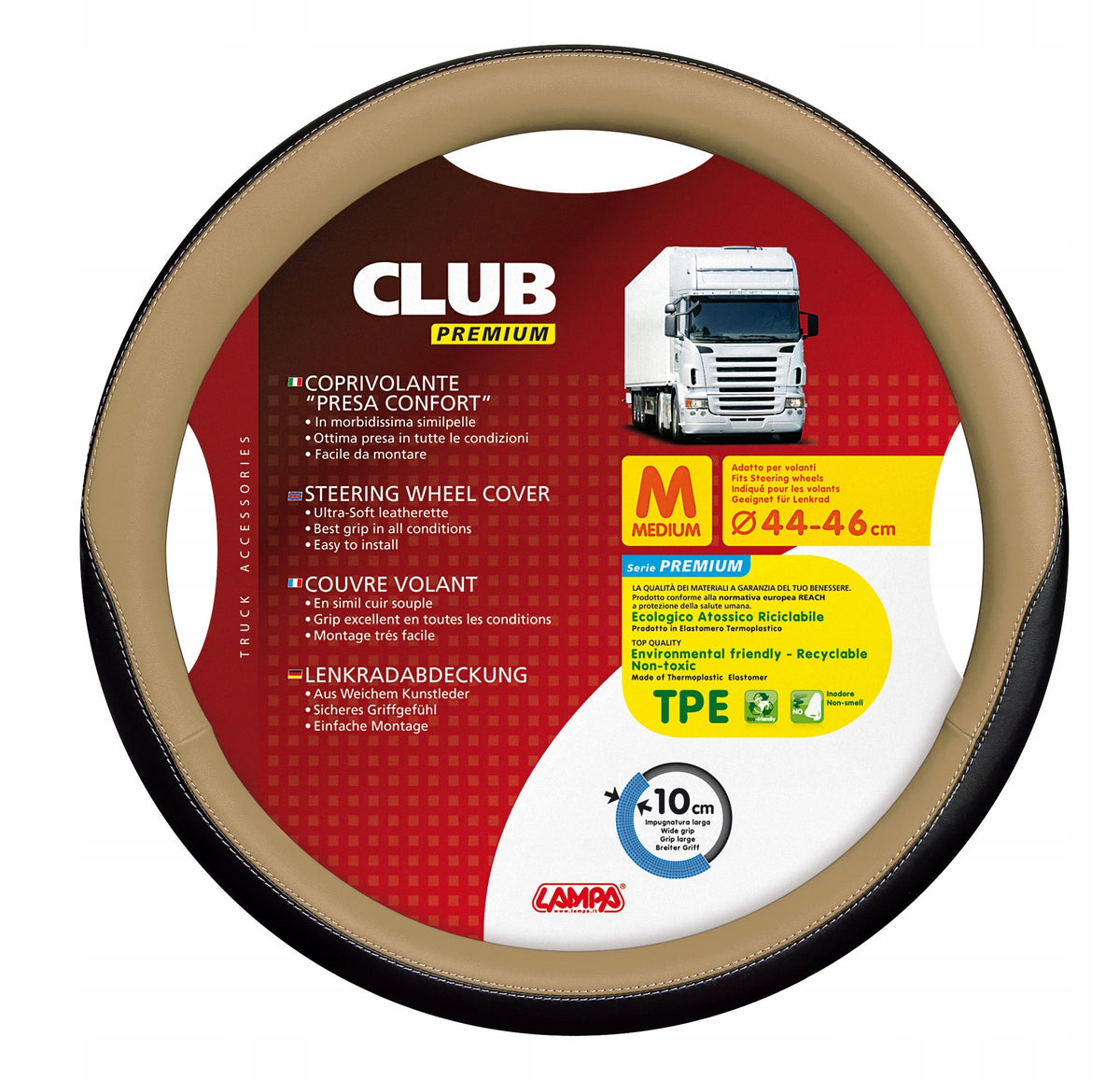 Steering wheel cover black and beige 44-46 TIR beige