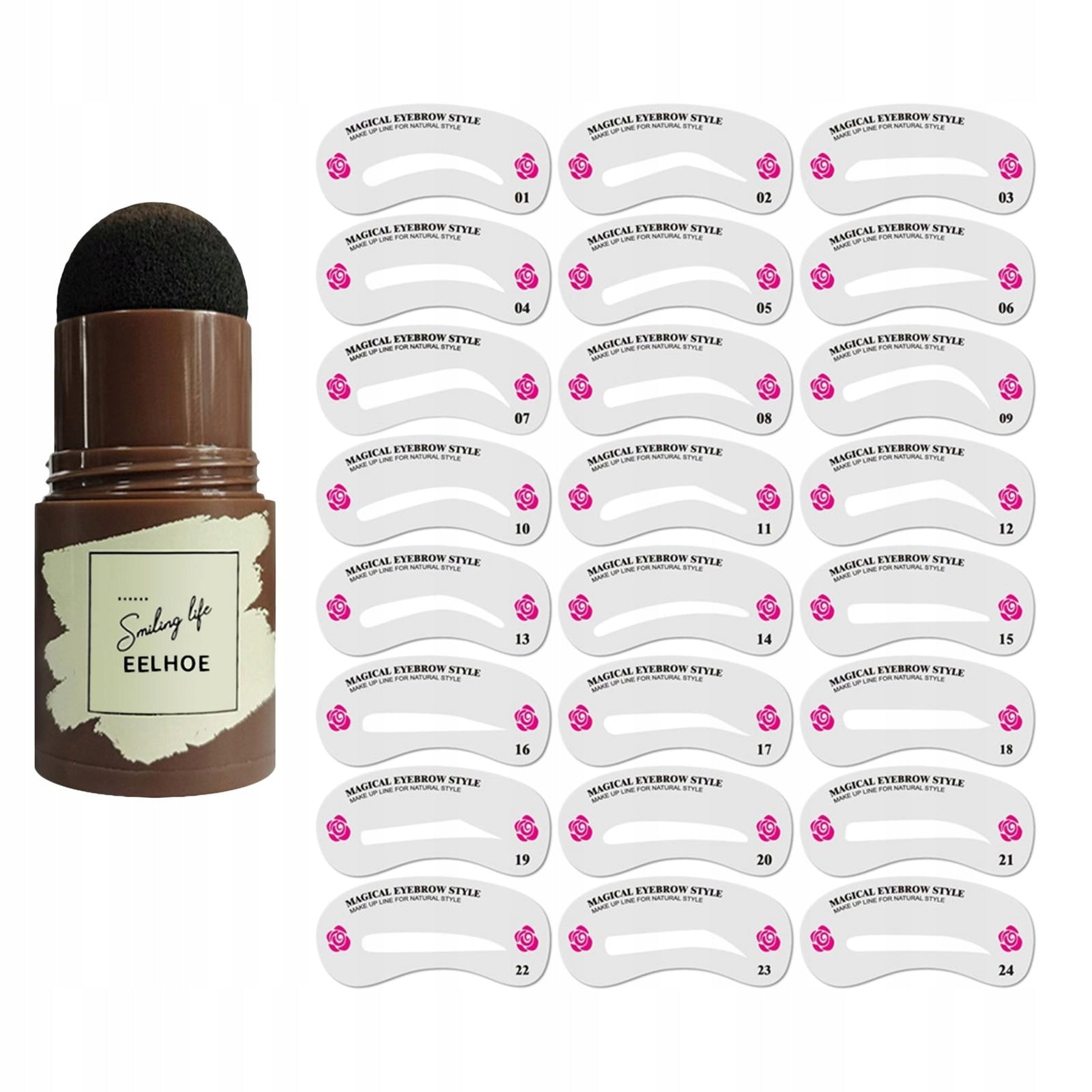 Step Eyebrow Stamp Kit Makeup Color Tint and Shape your Gray-black and 24x Model Zestaw do modelowania Makijaż Pieczęć Kolor Odcień