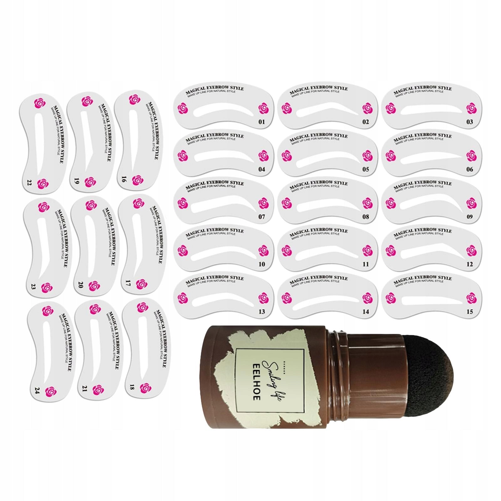 Step Eyebrow Stamp Kit Makeup Color Tint and Shape your Gray-black and 24x