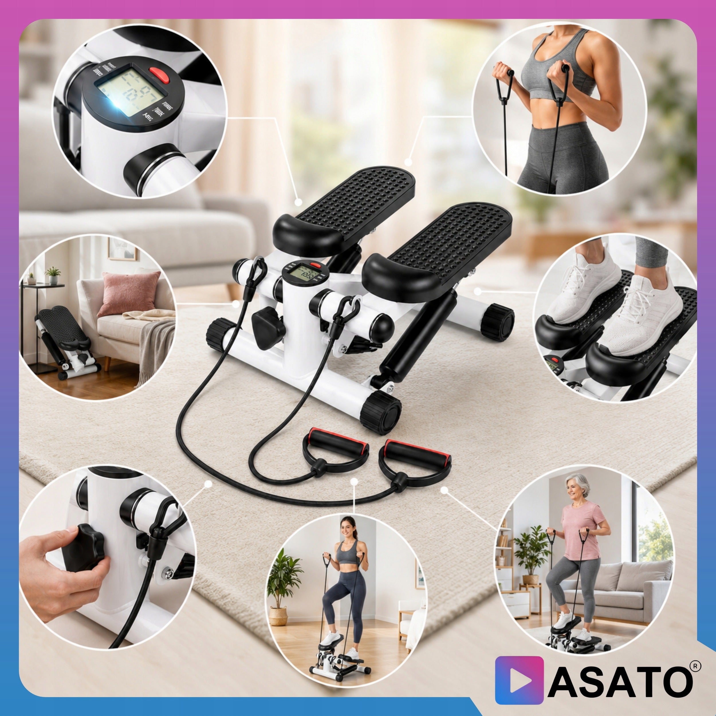 Stepper Exercise Stepper with Expander Cables Counter LCD Display Packaging status original