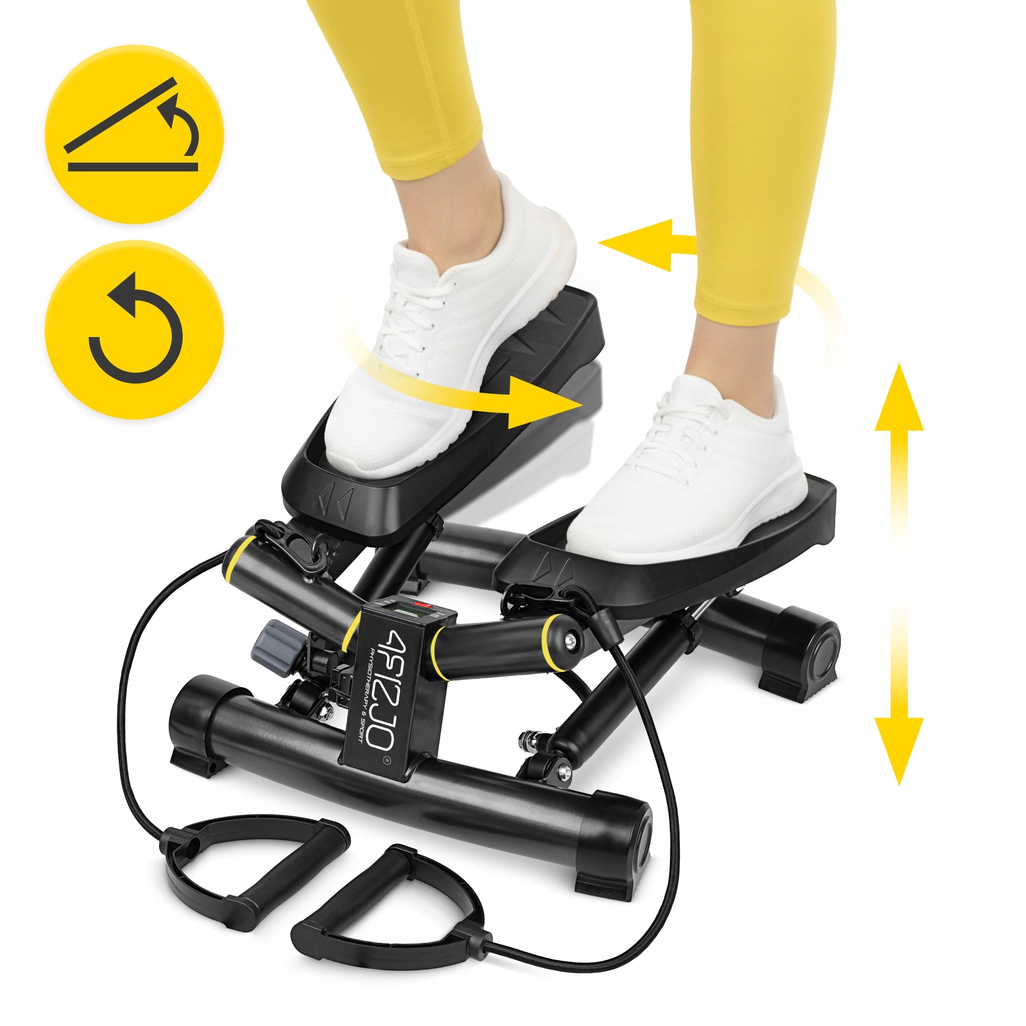 Stepper Twisted With Exercise Ropes Fitness Aerobic Counter Adjustable 2in1 Manufacturer code Mini stepper skrętny treningowy PRO z linkami