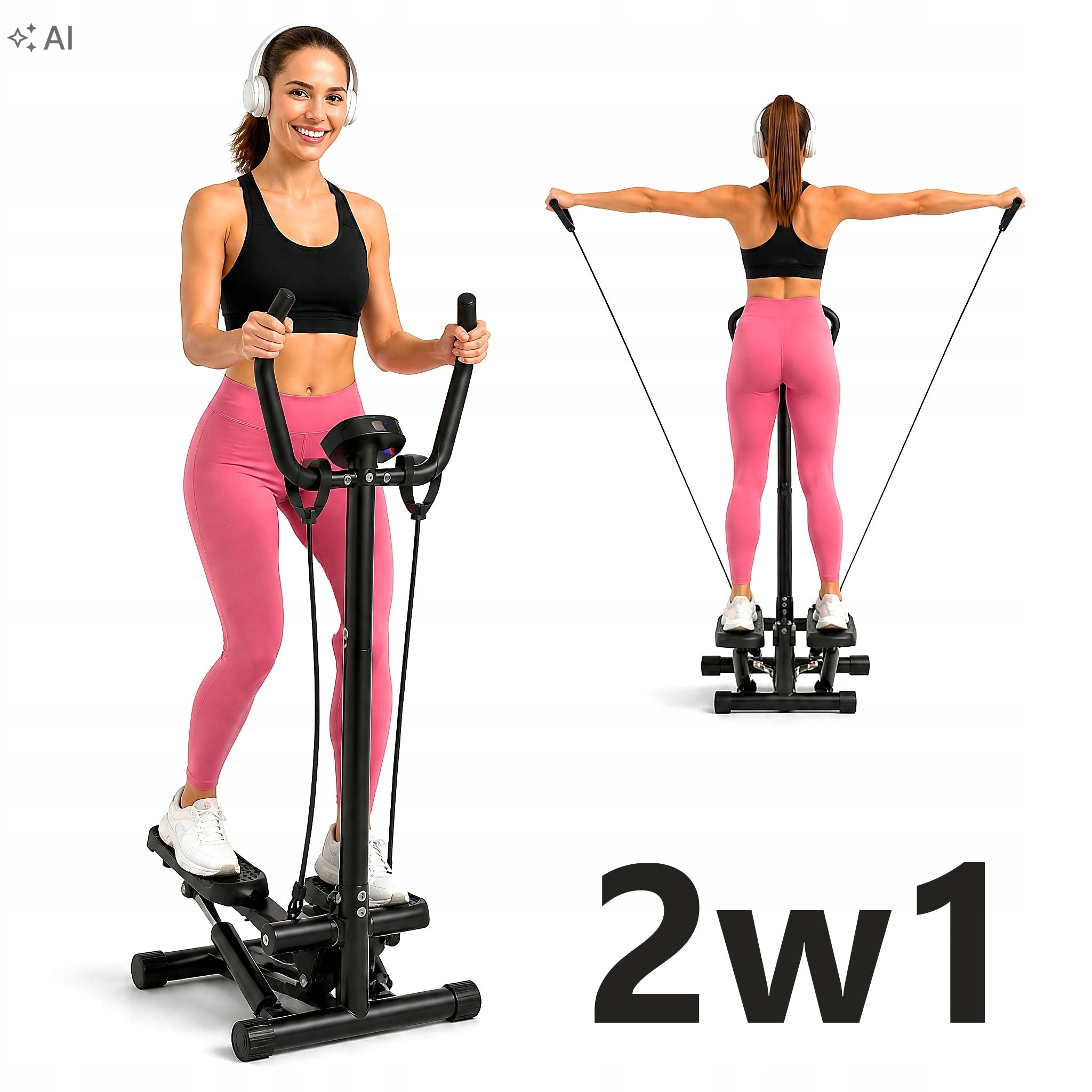 Stepper Twisted for Exercises with Column Cables and LCD Halo-Fit Counter Packaging status original