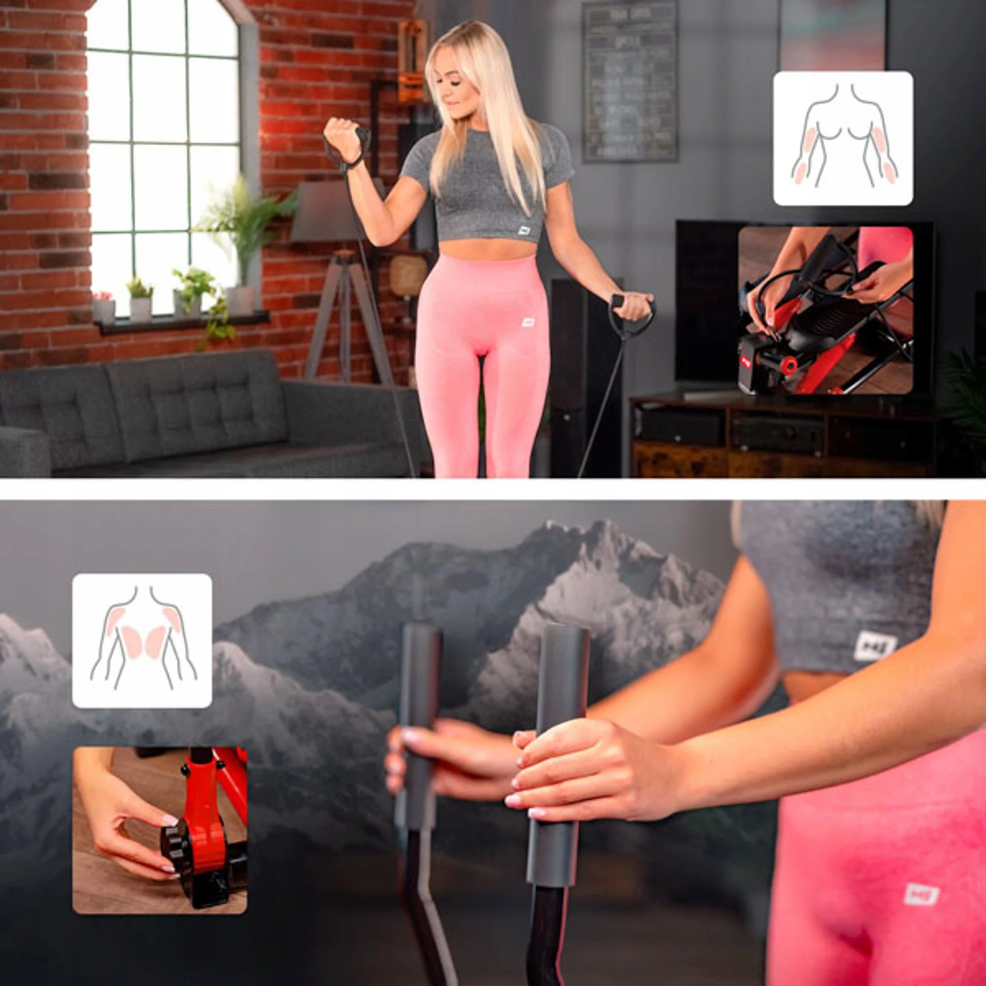 Stepper Twisted with Arms and Exercise Ropes Home Fitness Training Packaging status original