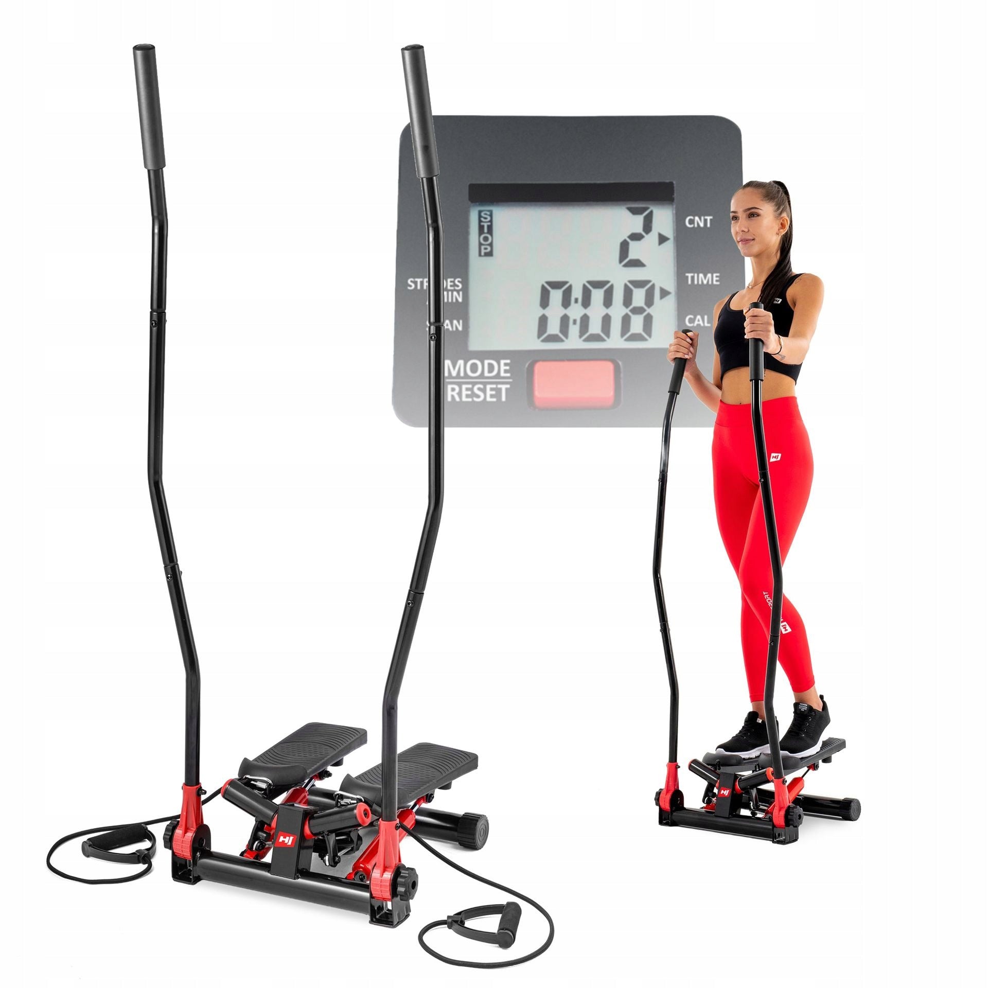 Stepper Twisted with Arms and Exercise Ropes Home Fitness Training