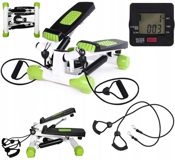 Stepper With Cables HMS Slanted Green and White Hydraulic 100 KG Fitness