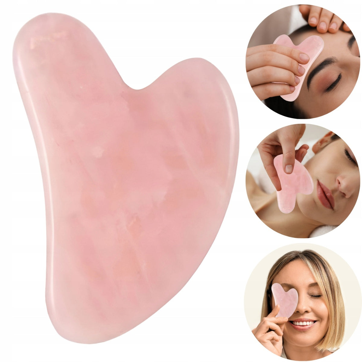 Stone Tile Gua Sha Quartz Pink Natural Face Lifting Massager