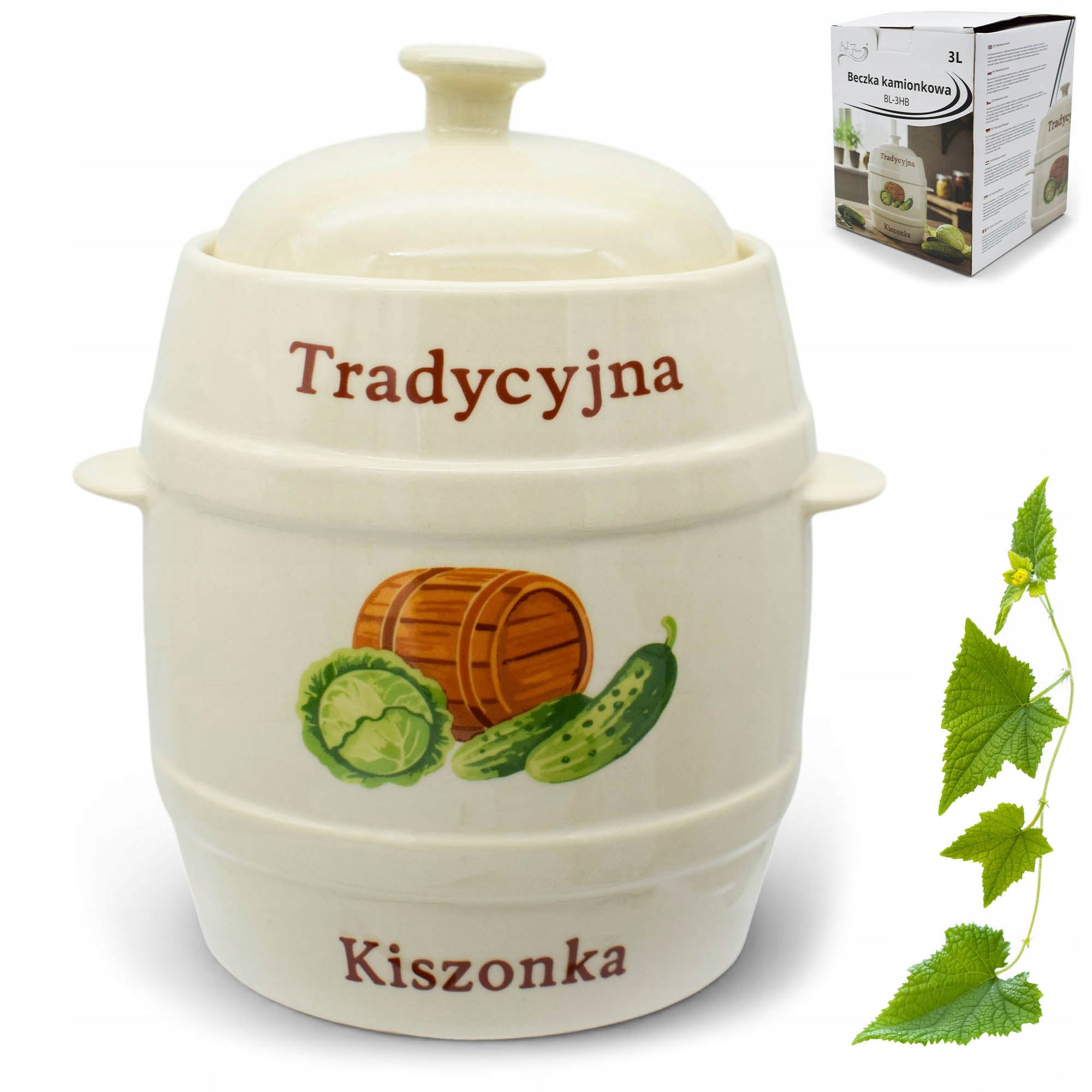 Stoneware 4L Hermetic Cucumber Pickling Barrel Cabbage Jar for Silage