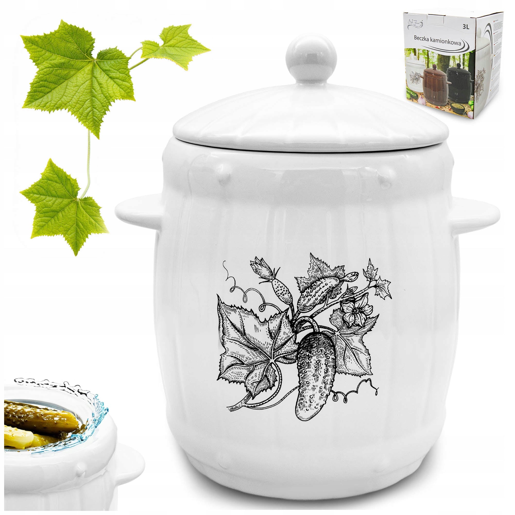 Stoneware Barrel 6L Silage Jar for Pickling Cucumber Cabbage HERMETIC
