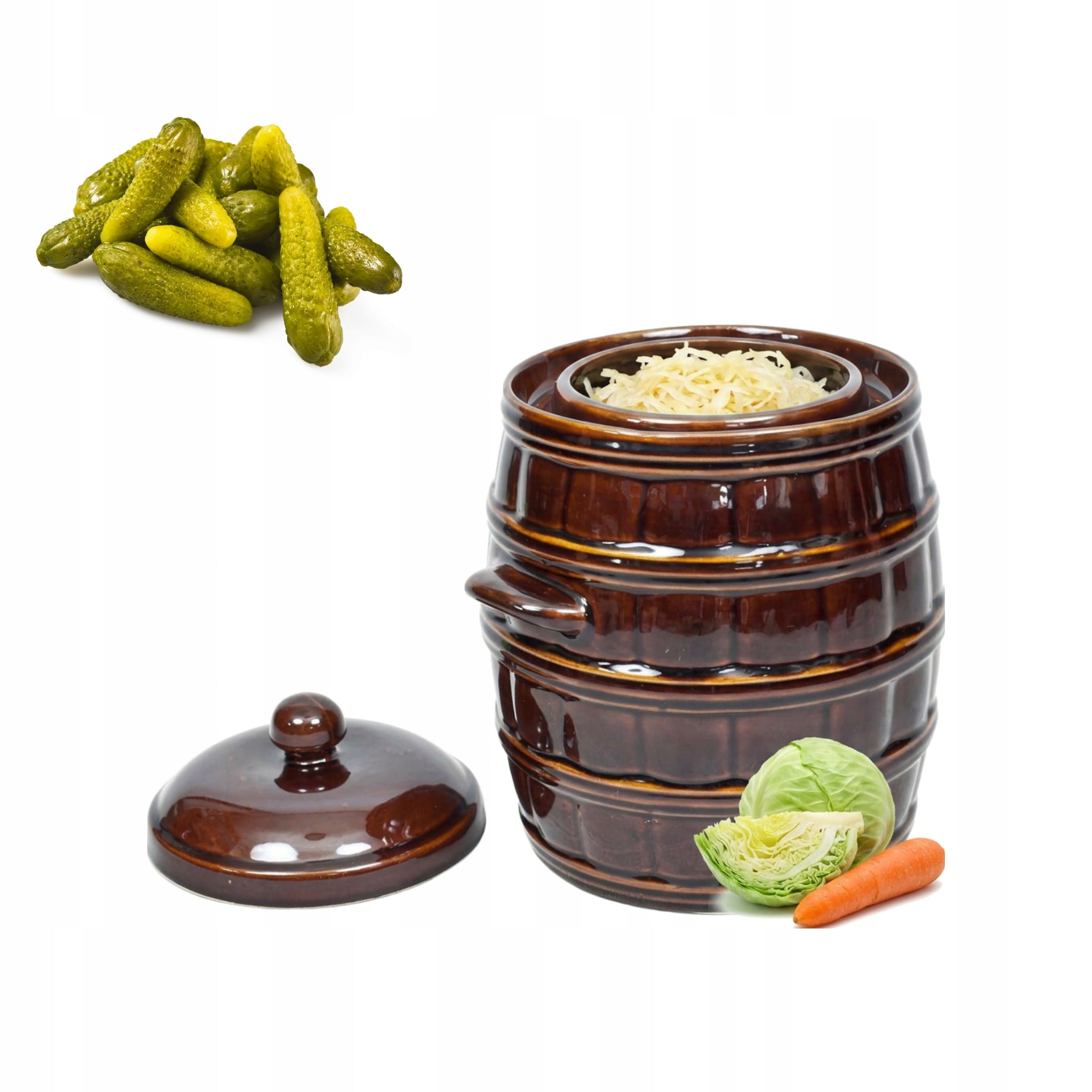 Stoneware barrel for pickling cucumbers and cabbage with flange 12l Krystynka