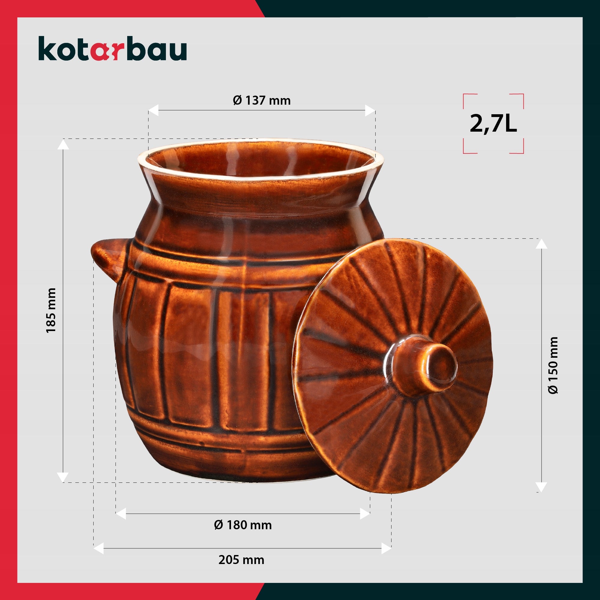 Stoneware barrel pot stoneware pickling cucumbers cabbage 2,7L Manufacturer code J466