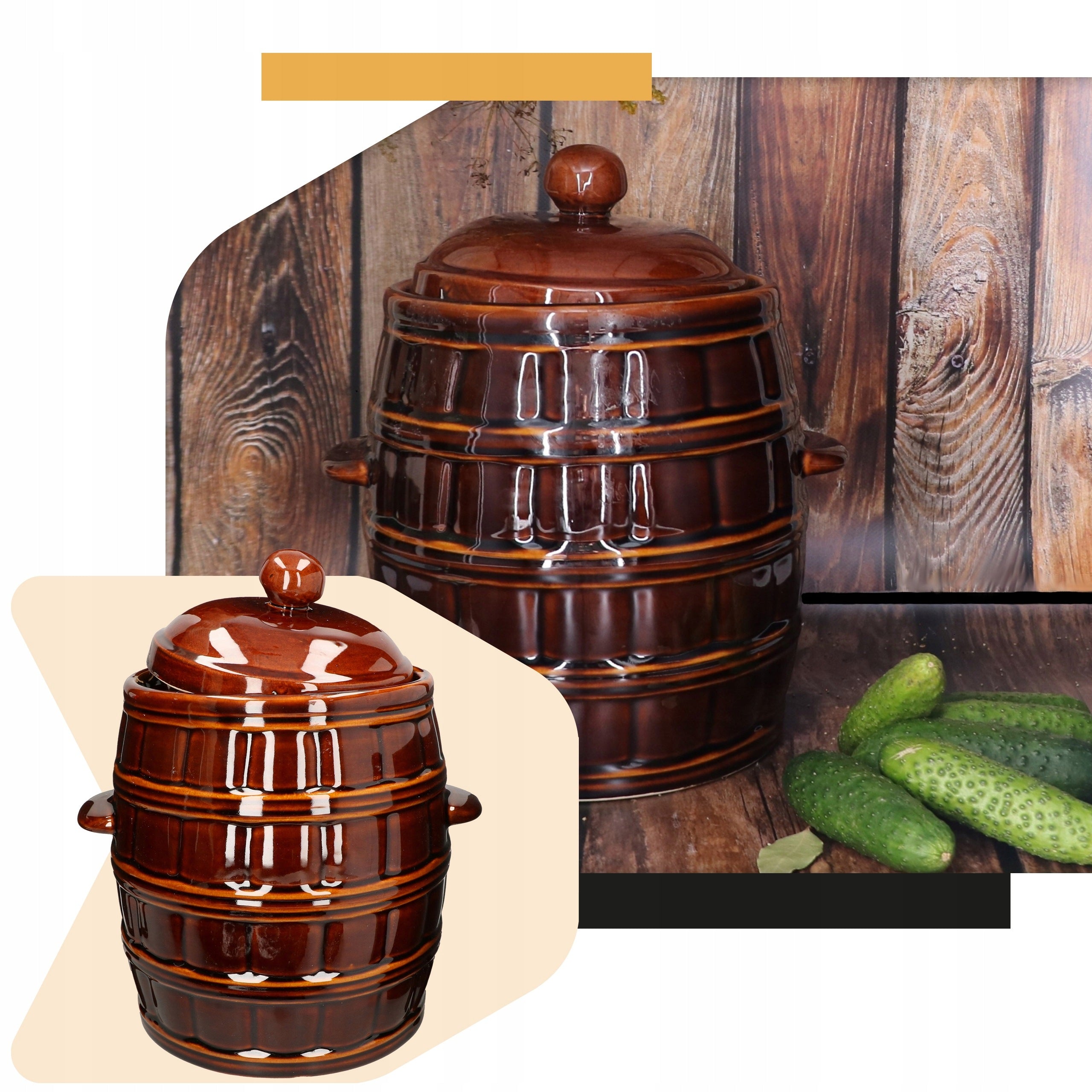 Stoneware barrel with flange brown stoneware 8L for pickling cucumber cabbage Brand Kotarbau