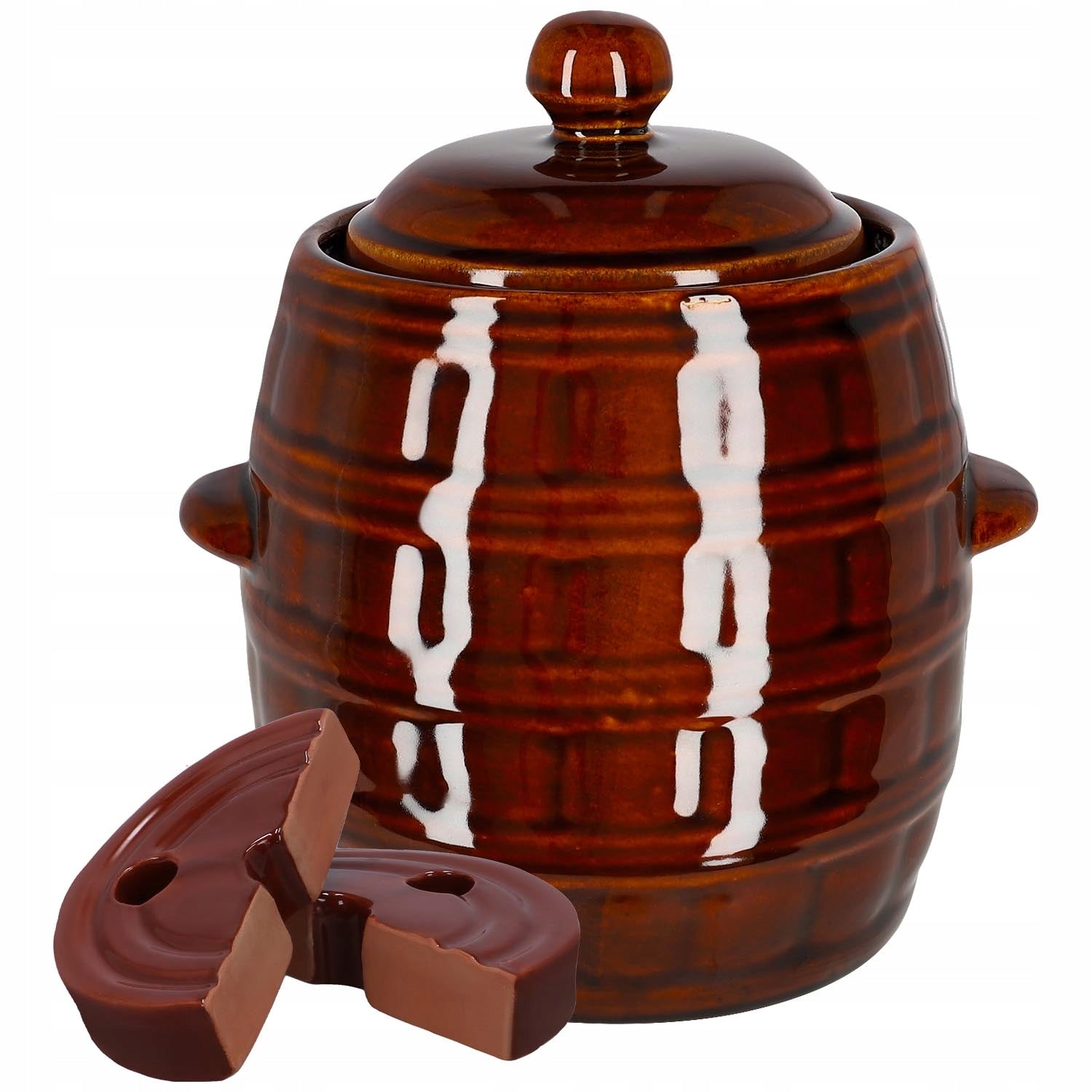 Stoneware barrel with lid 5 L pot for pickling cucumbers pressure stone