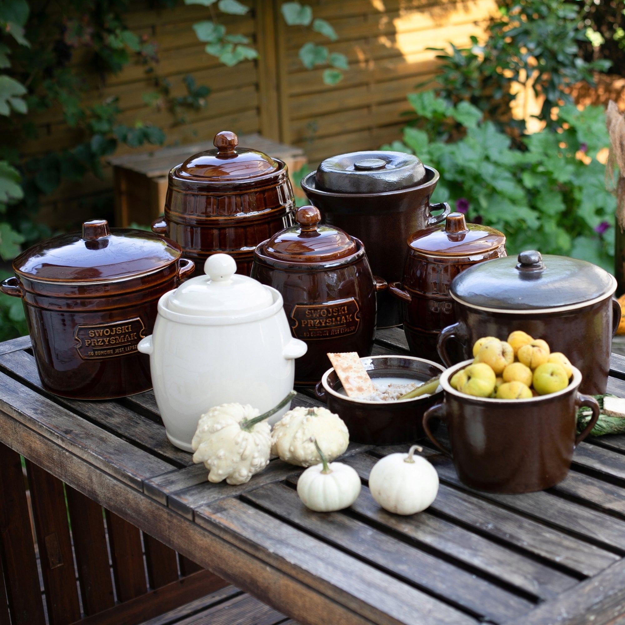 Stoneware pot 5l straight with lid for pickling cabbage cucumbers curing Brand Browin