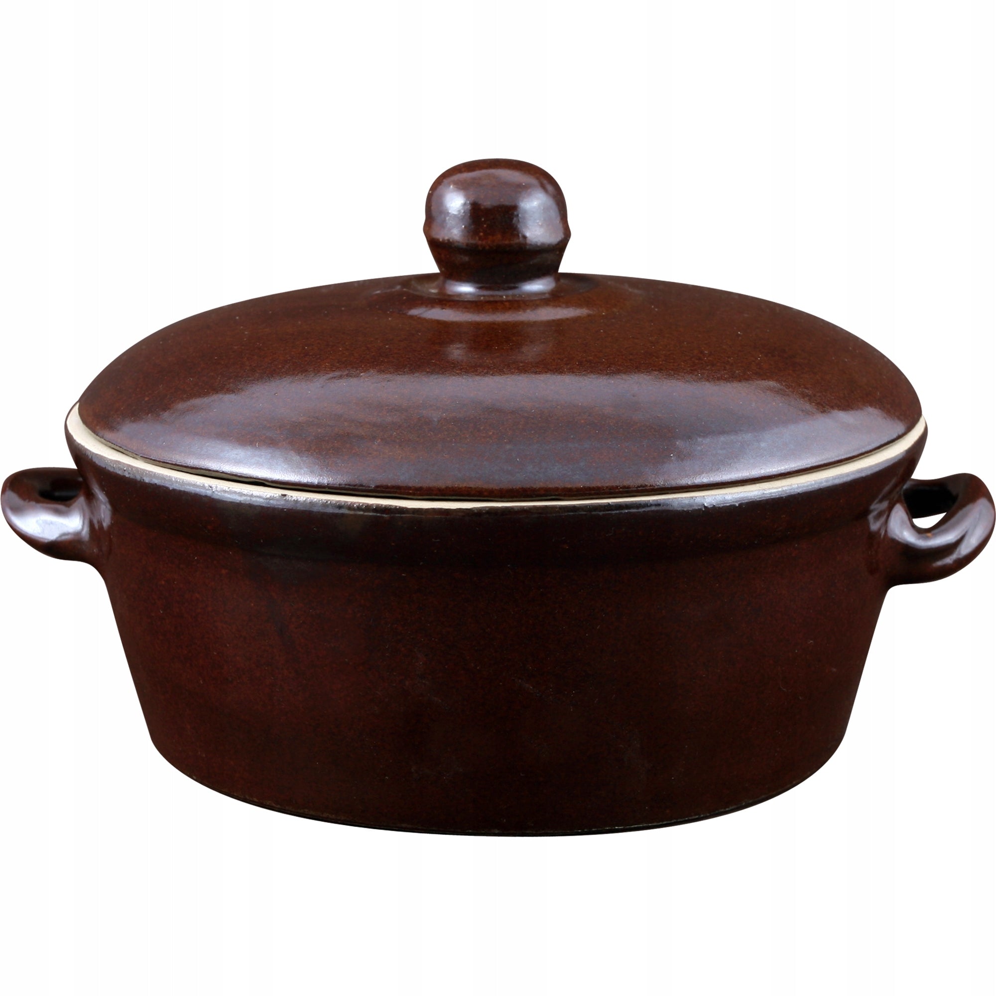 Stoneware - pot 800ml for lard with lid brown