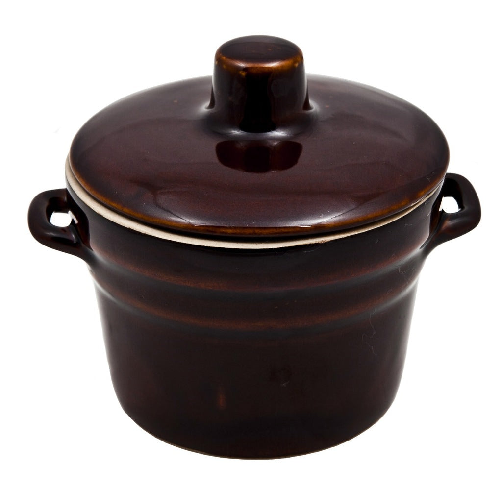 Stoneware pot container lard sourdough +cover 0,5L food container