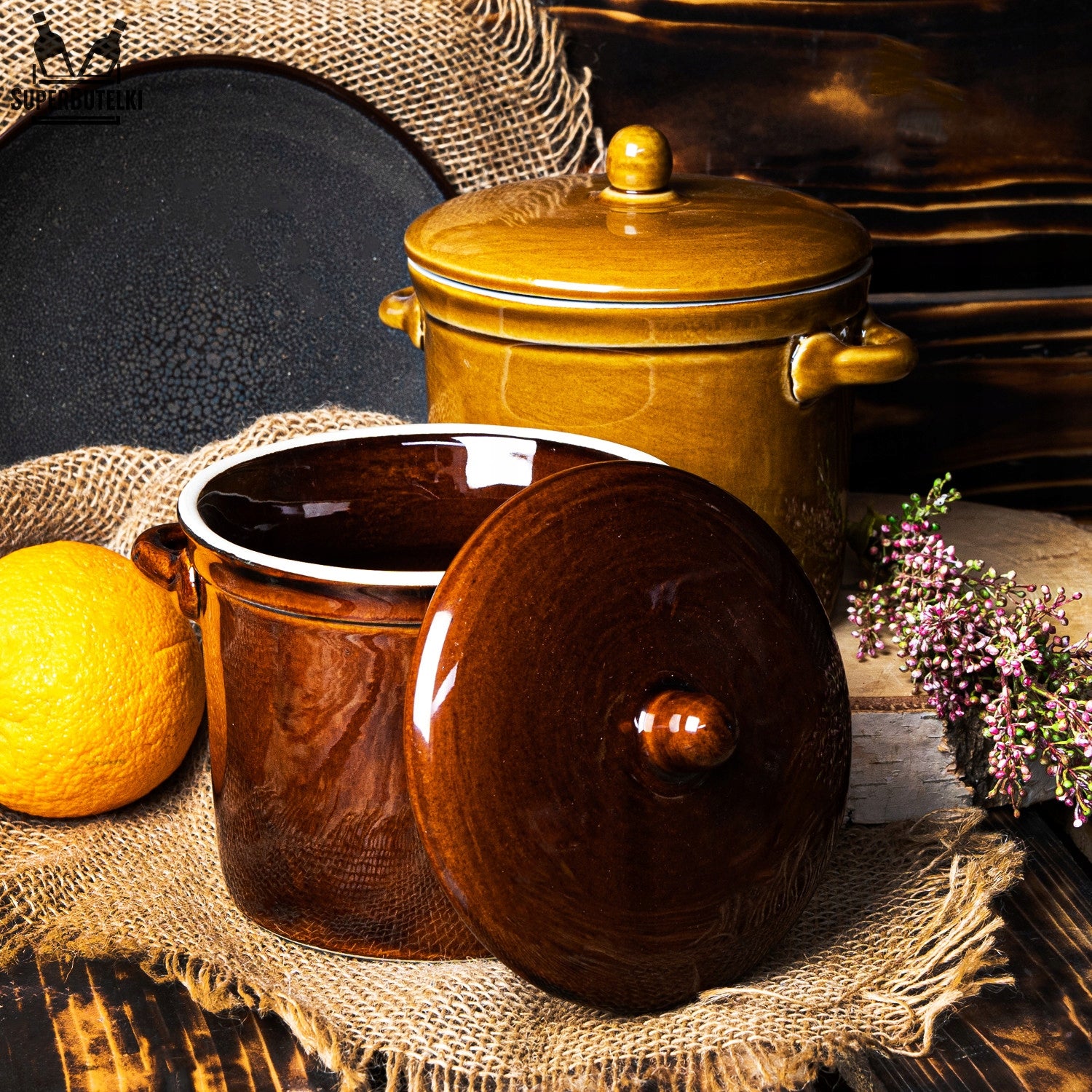 Stoneware pot for lard cucumber soup cabbage 1 L HONEY CERAMIC POT Manufacturer code 5901292653149