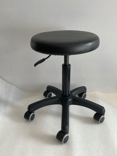 Stool Swivel Stool Chair on Wheels Black UNI Faux Leather