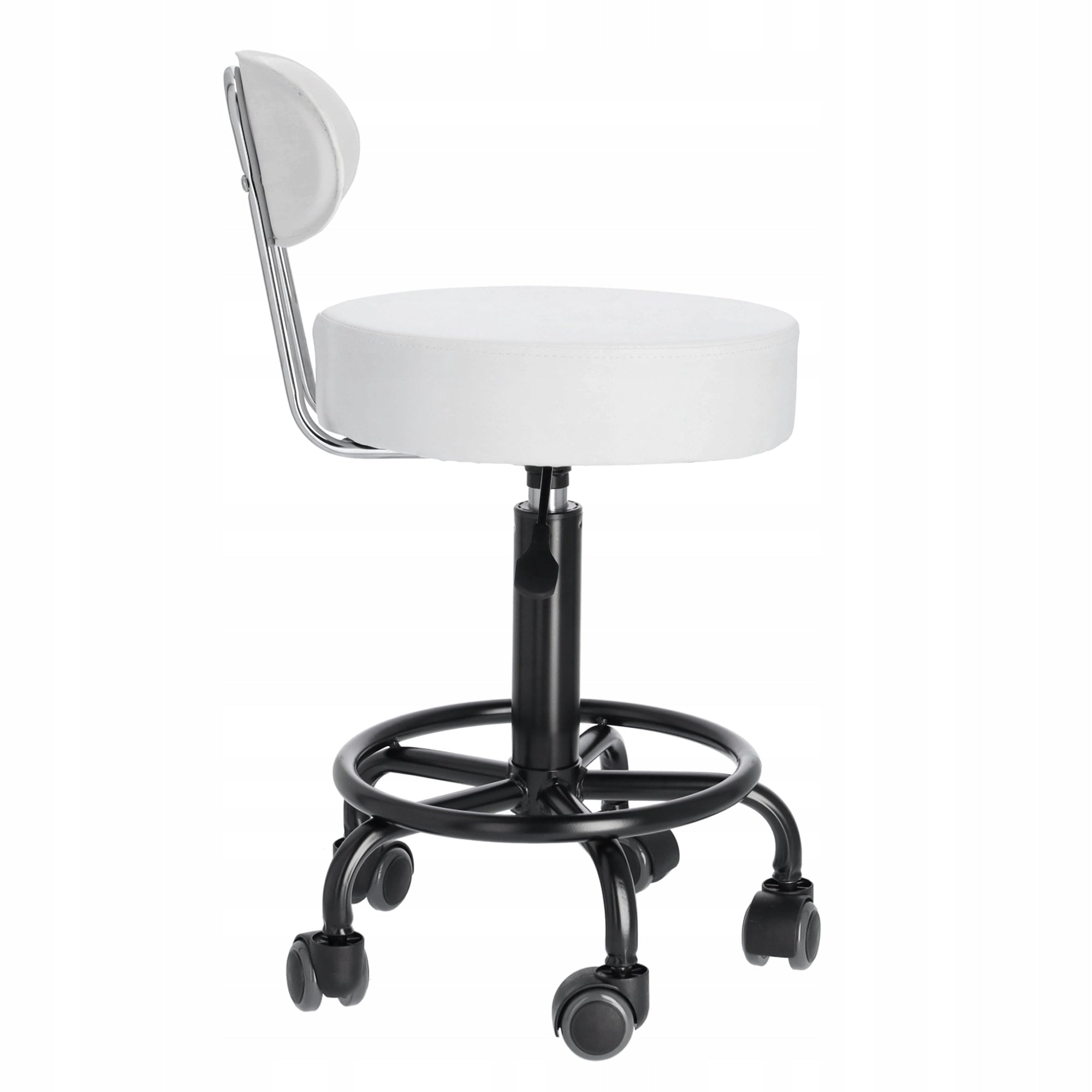 Stool white cosmetic barber bar stool adjustable with EMMA backrest Manufacturer code 231023W