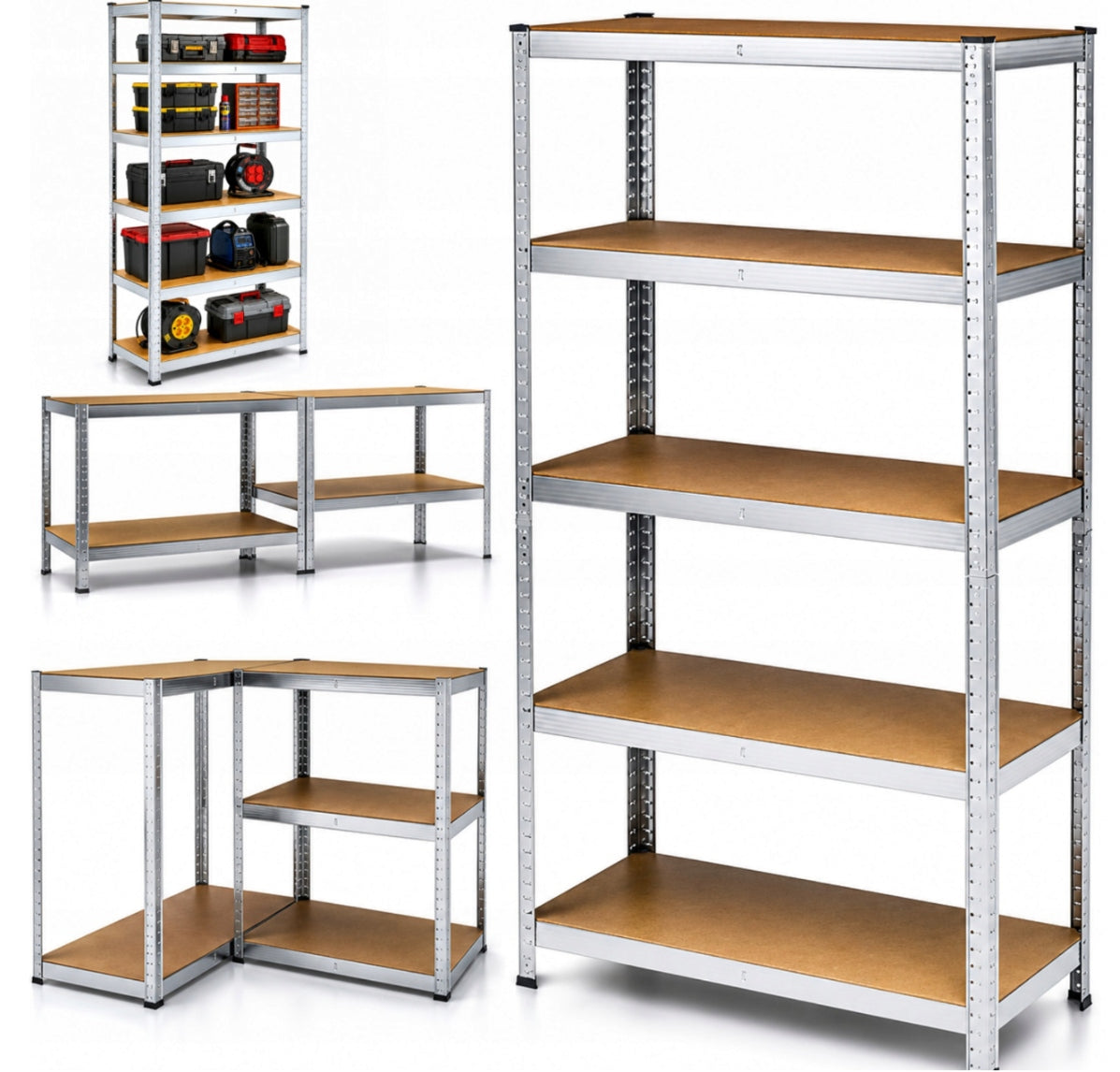 Storage garage rack for basement galvanized 5 shelves 180x90x30cm
