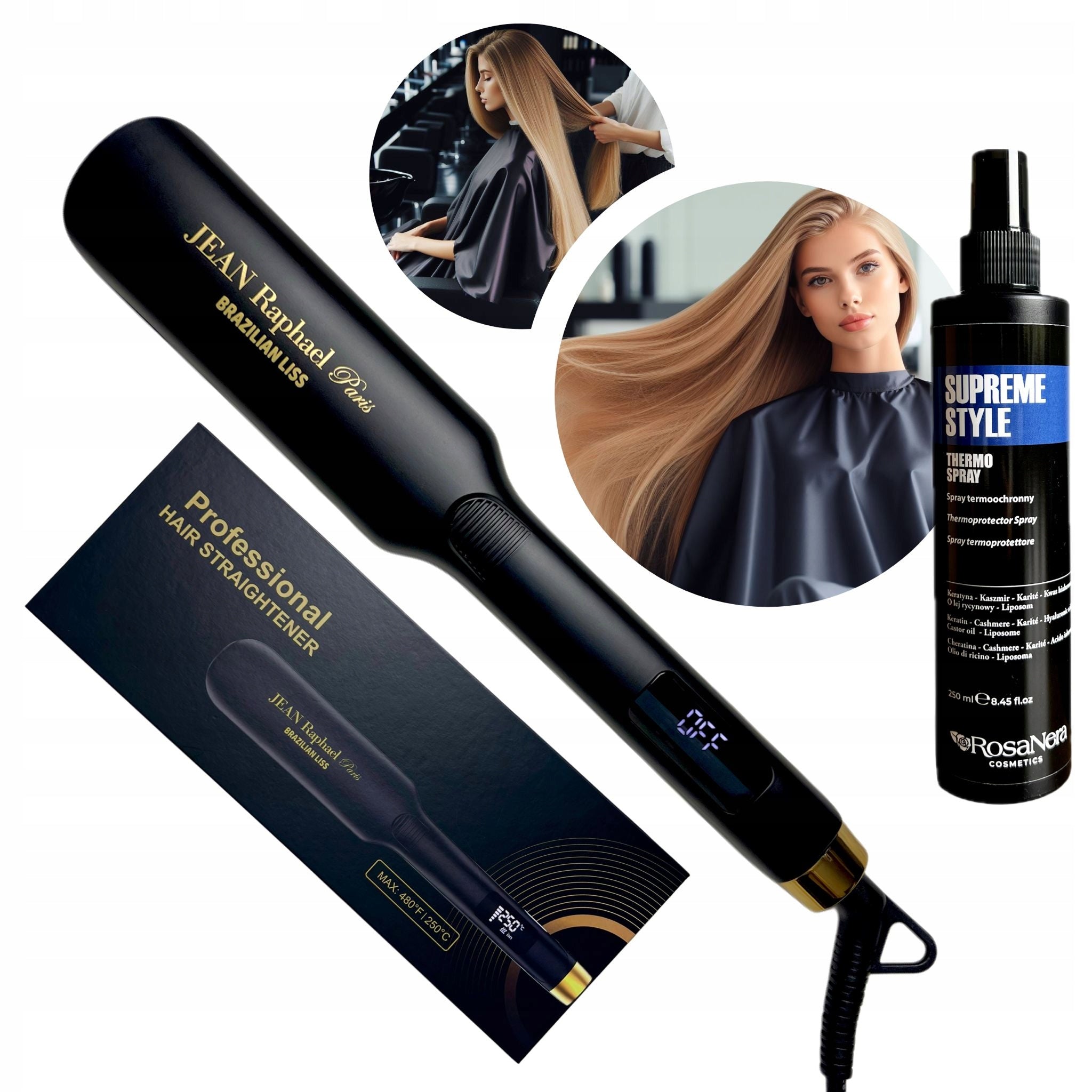 Straightener Jean Raphael BRAZILLIAN LISS Wide + Thermo protection FREE Brand Jean Raphael Paris