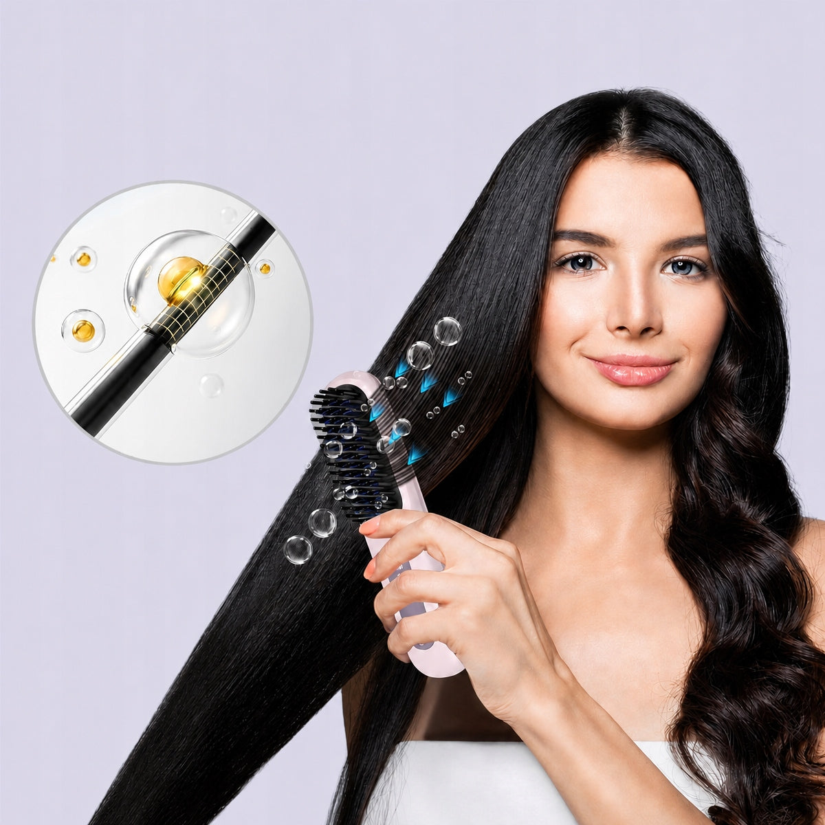 Straightening Brush Comb Straightening Wireless Ion LCD Purple Product weight with unit packaging 0.37 kg