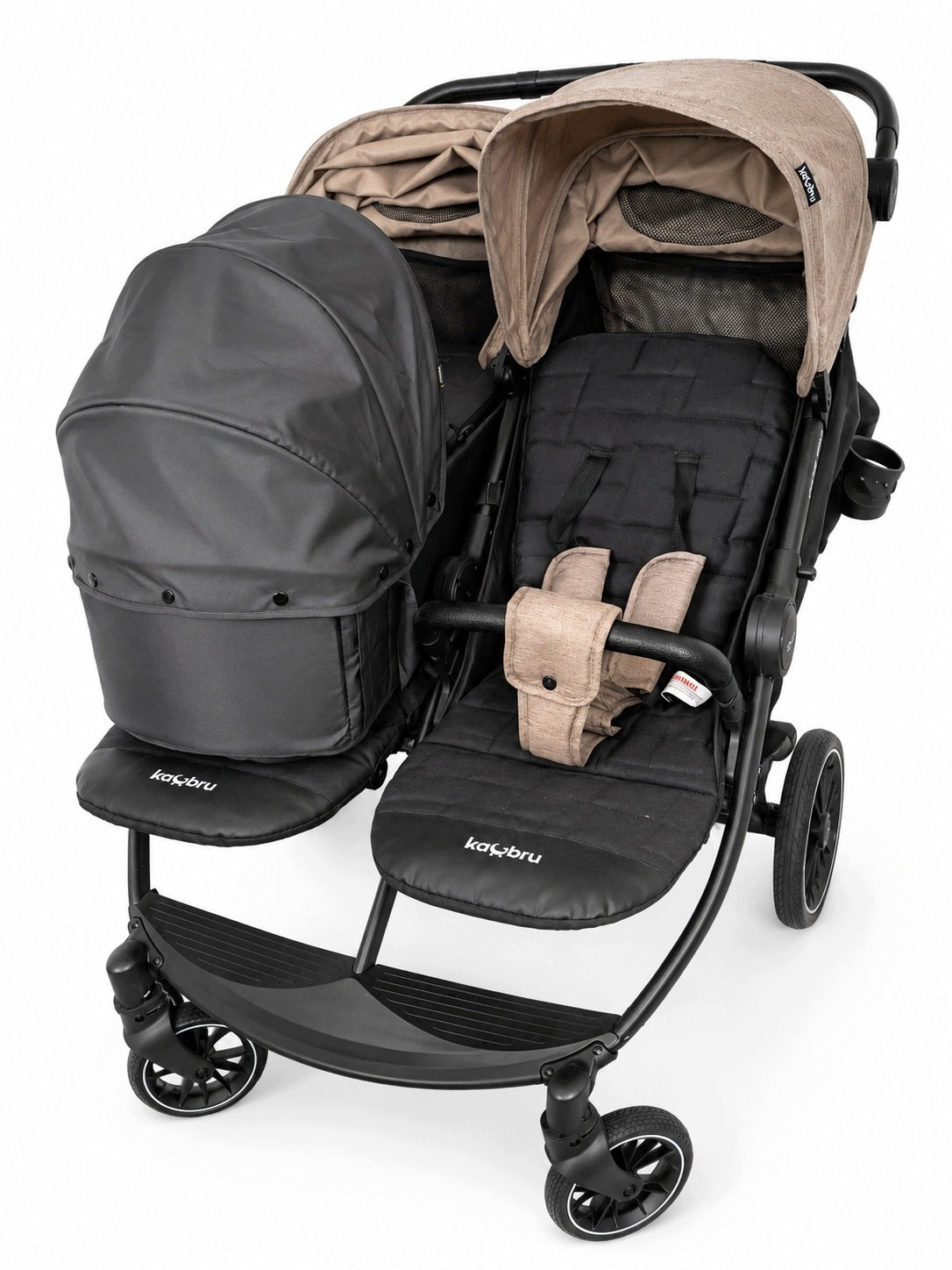 Stroller 2in1 twin walking KacBru GOLDIE TWINS black with gondola! Packaging status original