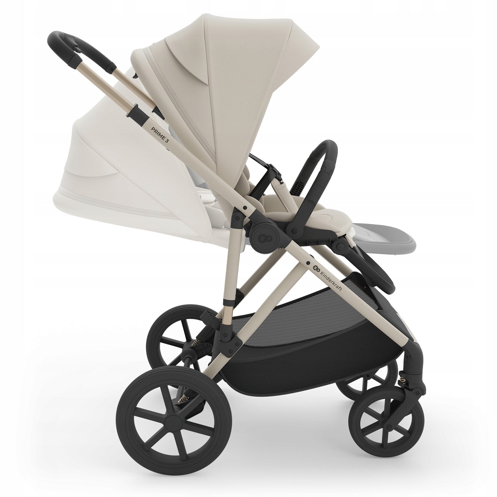 Stroller Multifunctional 3in1 Kinderkraft PRIME 3 Stroller Gondola Seat Beige Manufacturer code KSPRIM03BEG3000
