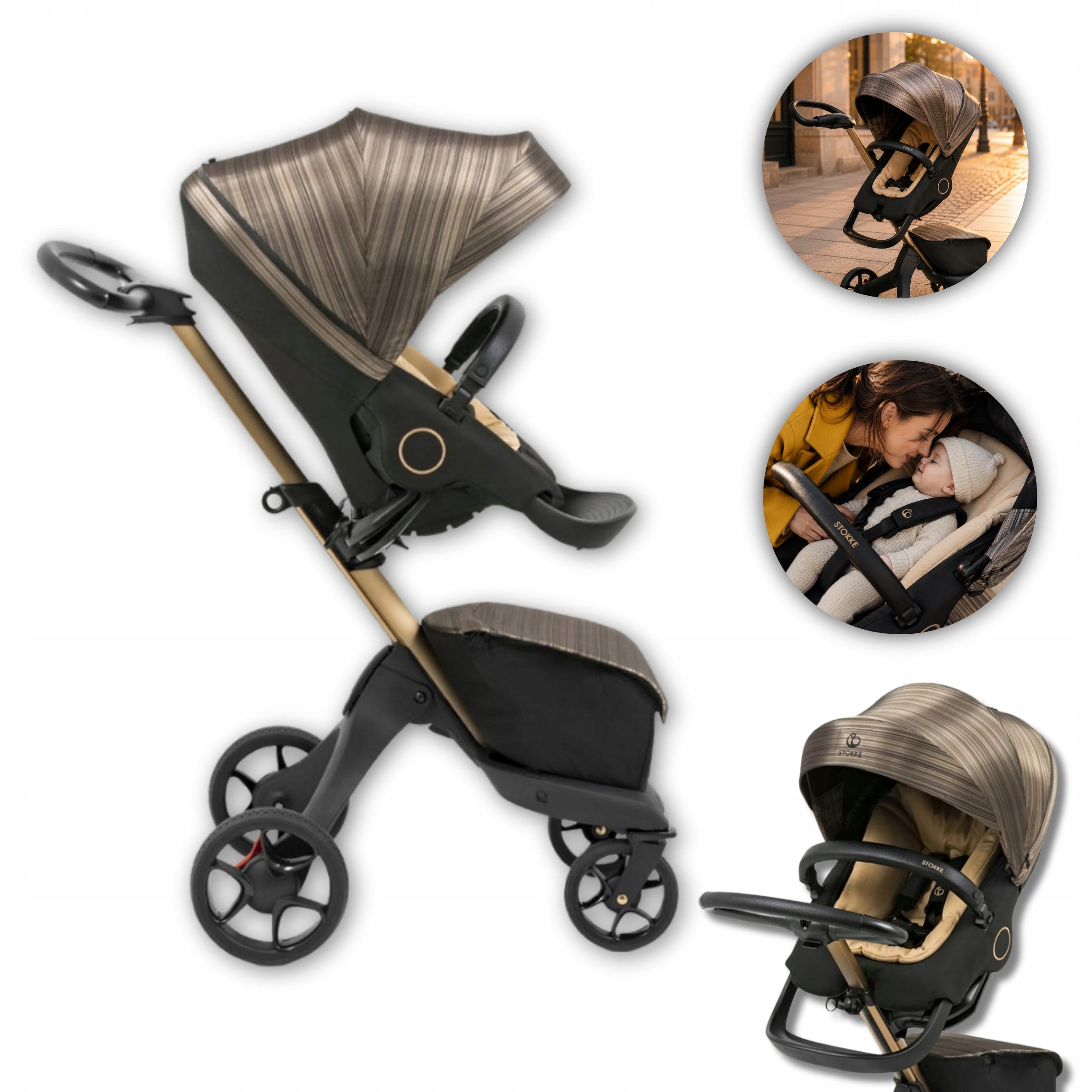 Stroller Stokke Xplory X Gold Black Premium gold frame