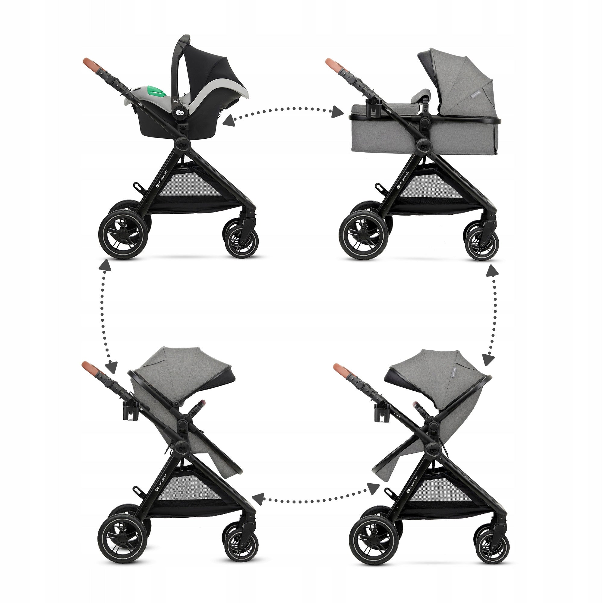 Stroller multifunctional Kinderkraft ESME 3in1 with seat MINK PRO Brand Kinderkraft