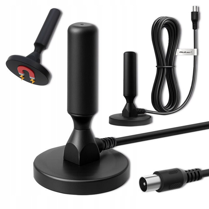 Strong DVB-T2 TV Antenna Qoltec 4K HD MUX-8 LTE USB Room Magnet