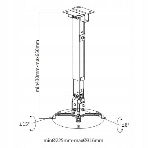Sturdy Projector Wall Mount Ceiling Adjustable 20kg Silver Brand Spacetronik