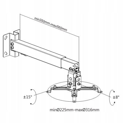 Sturdy Projector Wall Mount Ceiling Adjustable 20kg Silver EAN (GTIN) 5903031038620