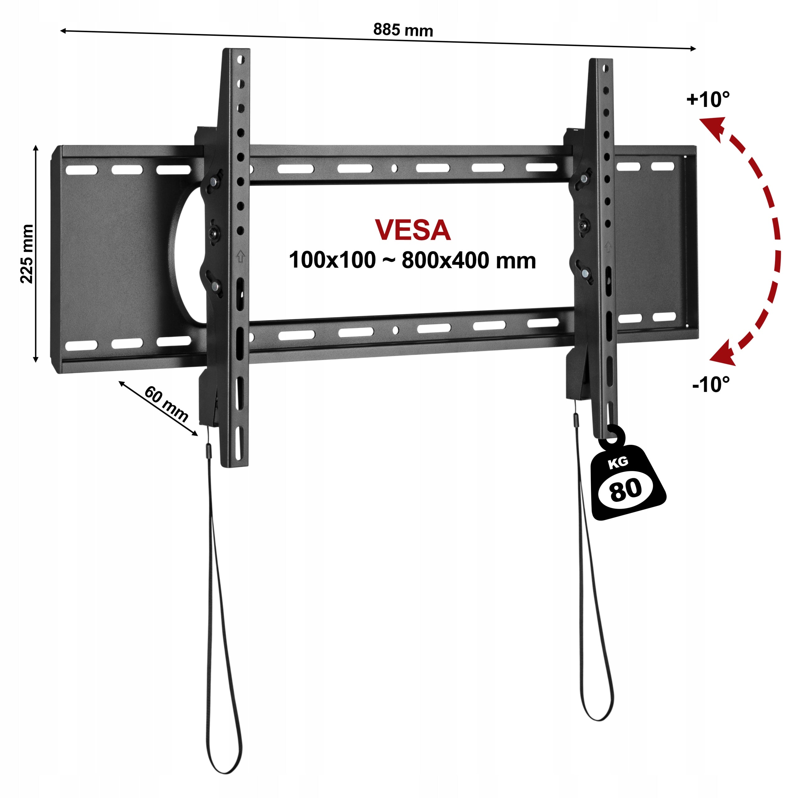 Sturdy Tilting TV Holder TV Hanger 45"-90" Lift Capacity 80 kg C5T Packaging status original