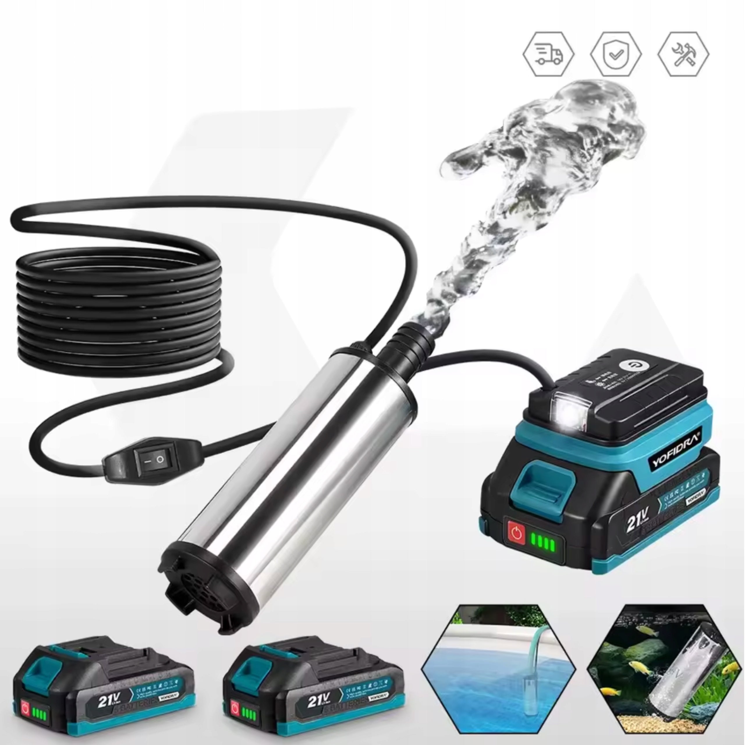 Submersible Pump Cordless Submersible For Dirty Water Filter 4800L/h Packaging status original