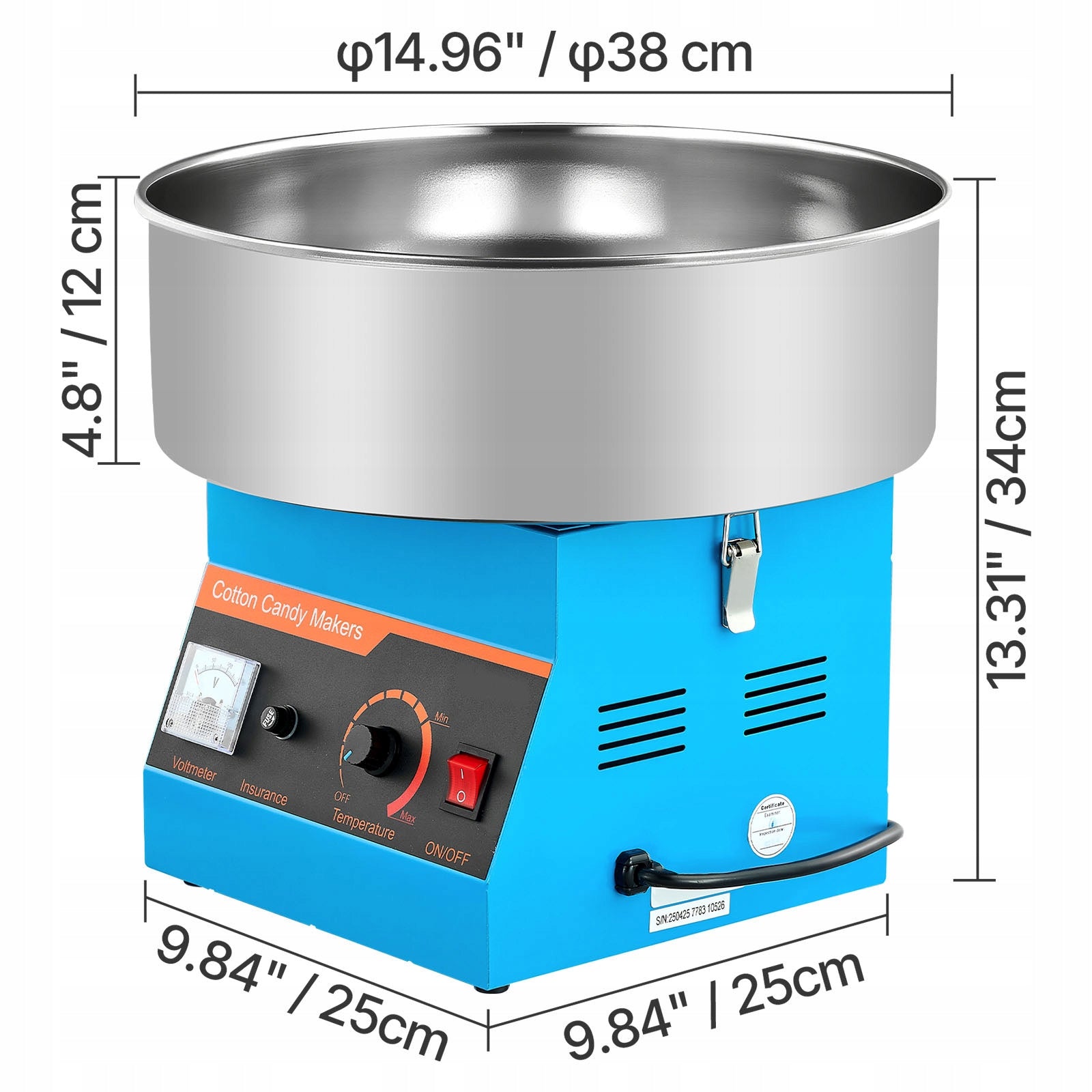 SucceBuy Cotton Candy Machine 1000W With Built-in Thermostat Blue Manufacturer code TSXXHMHTJLSWQ9Z5H