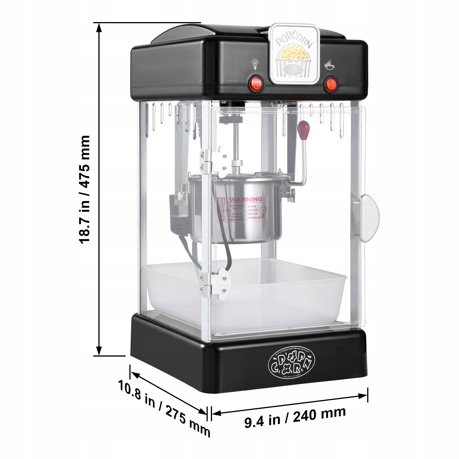 SucceBuy Popcorn Machine 300W Popcorn Machine Cinema 2,5 Ounce Black Brand SucceBuy