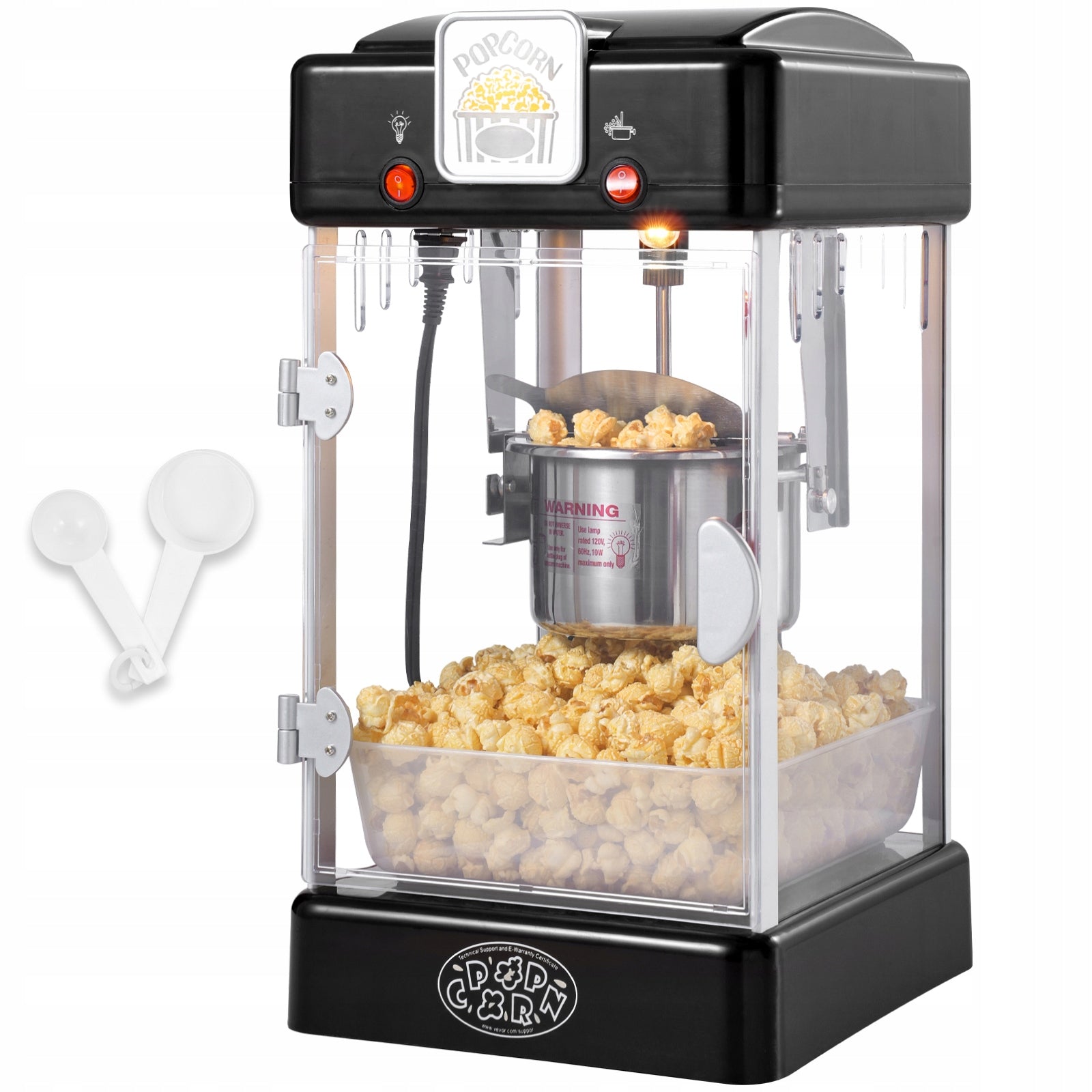 SucceBuy Popcorn Machine 300W Popcorn Machine Cinema 2,5 Ounce Black Dominant color black