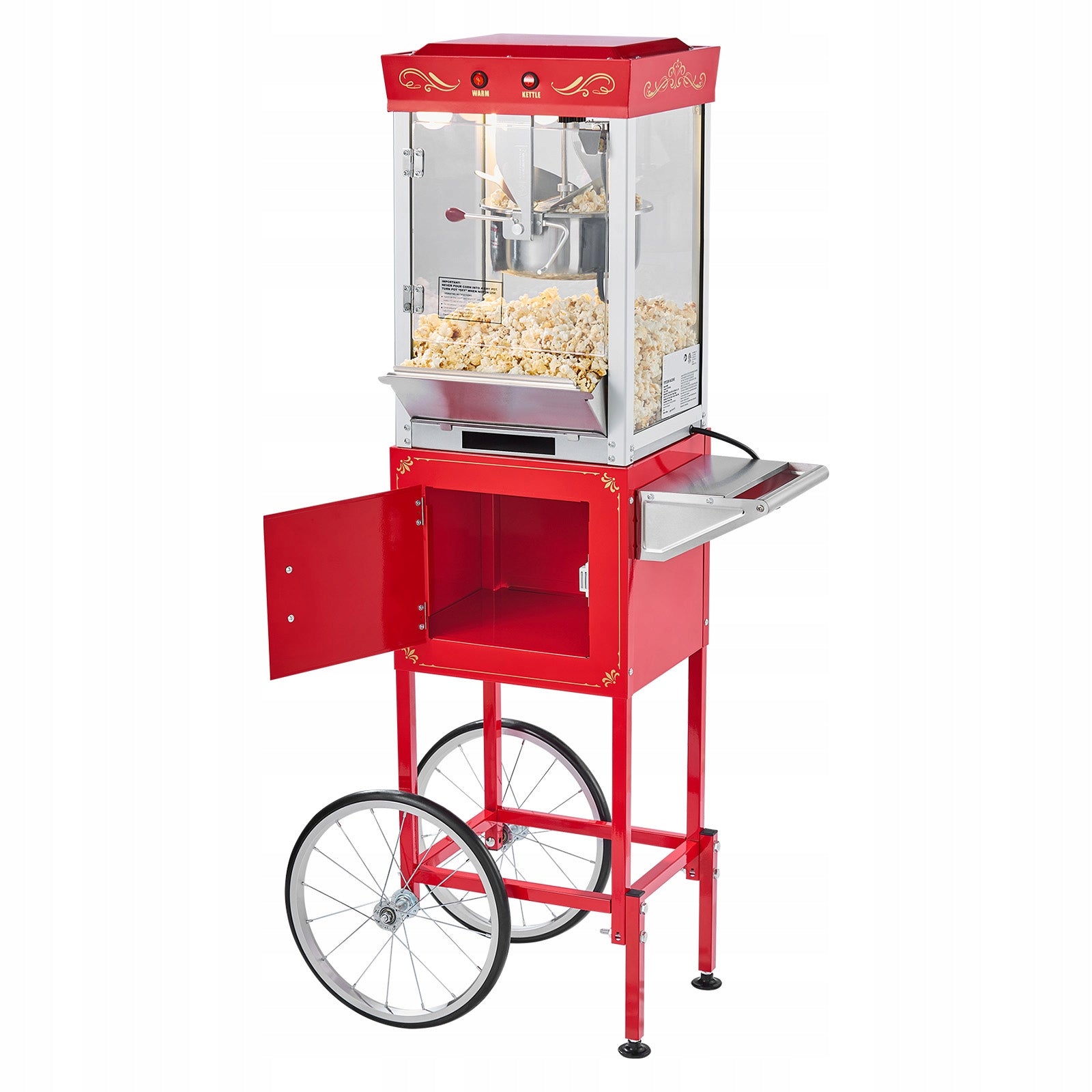 SucceBuy Popcorn Machine With Stroller Red 800W 8OZ With Basket
