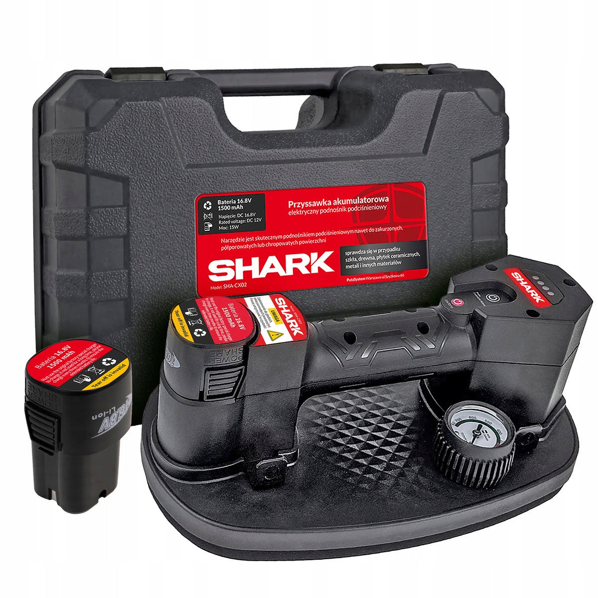 Suction cup Automatic Cordless Vacuum Shark suitcase 2x batteries