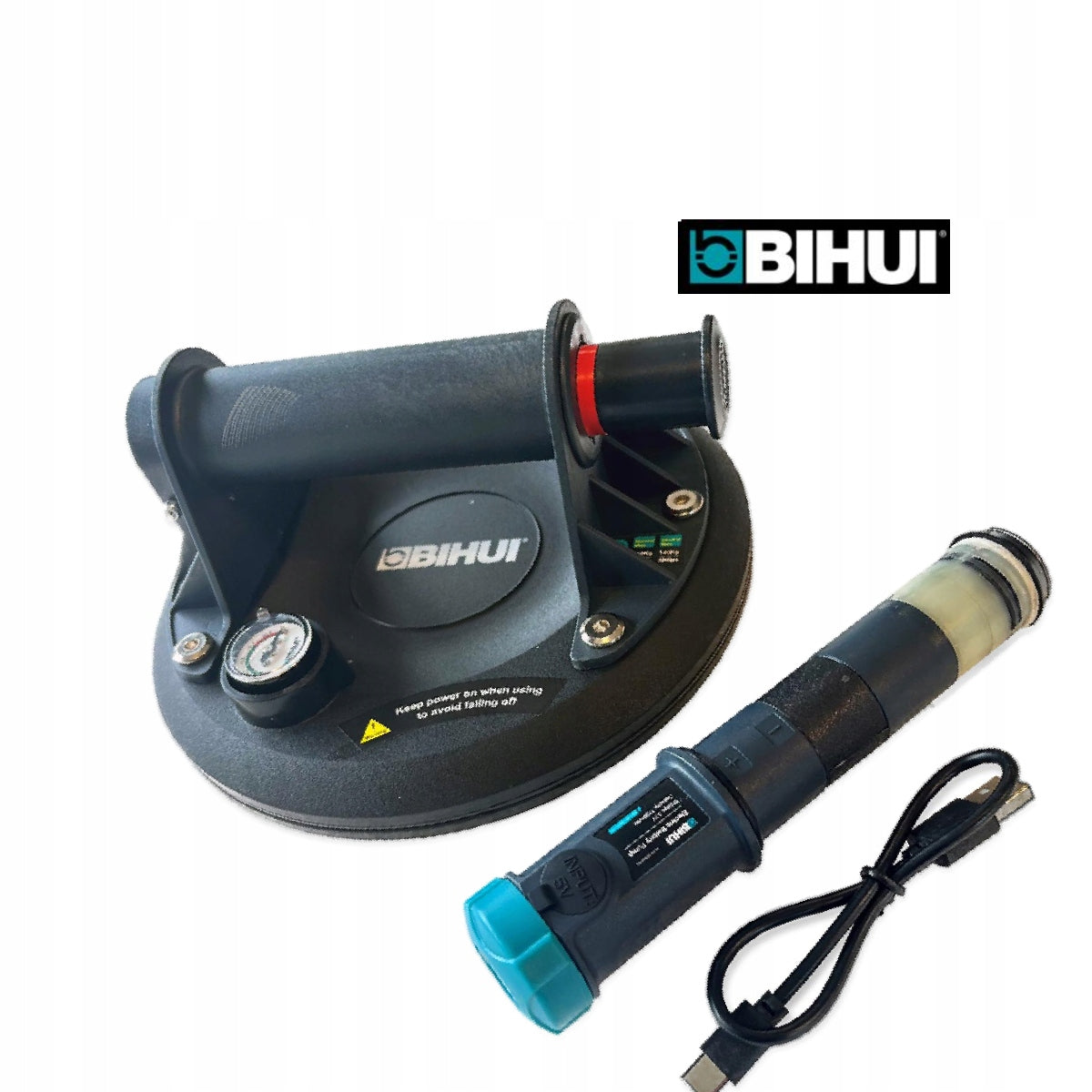 Suction cup for tiles Bihui Ø 200 mm with vacuum pump lifting capacity 140 kg