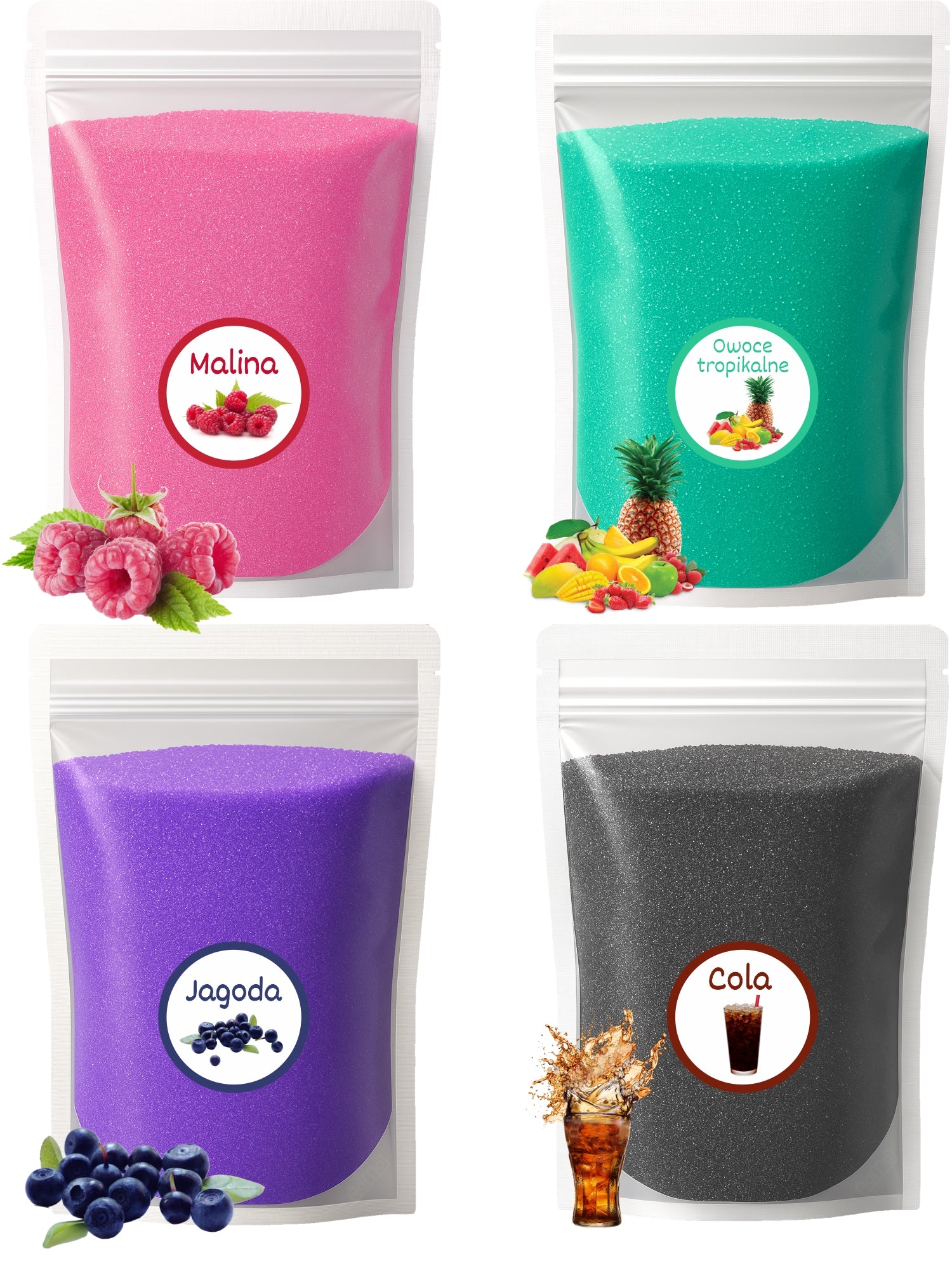 Sugar 4x 1kg Colorful Flavored Cotton Candy For Dry Doypack Machine