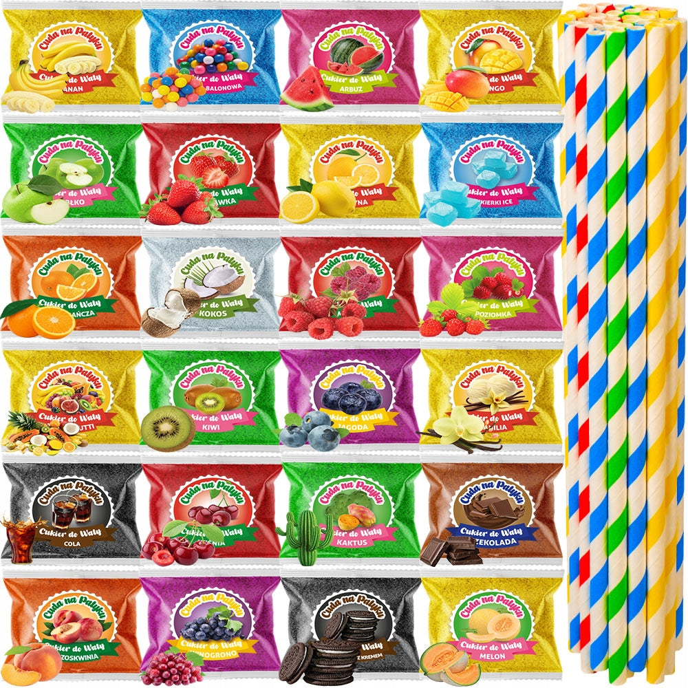 Sugar for Cotton Candy COLORFUL Flavoured for Sticks SET 24 x 100 g
